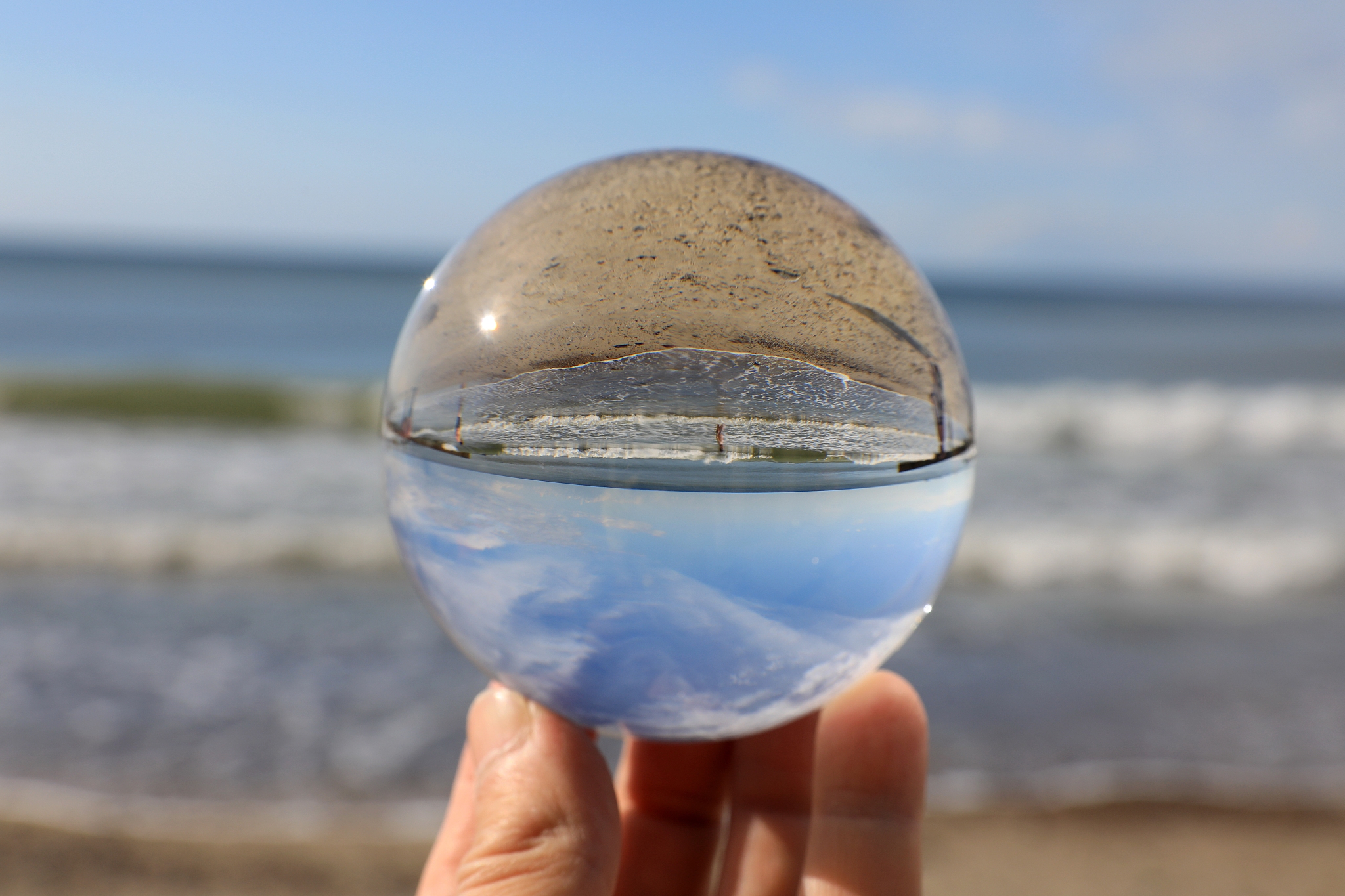 the coast of sea in the glass ball
