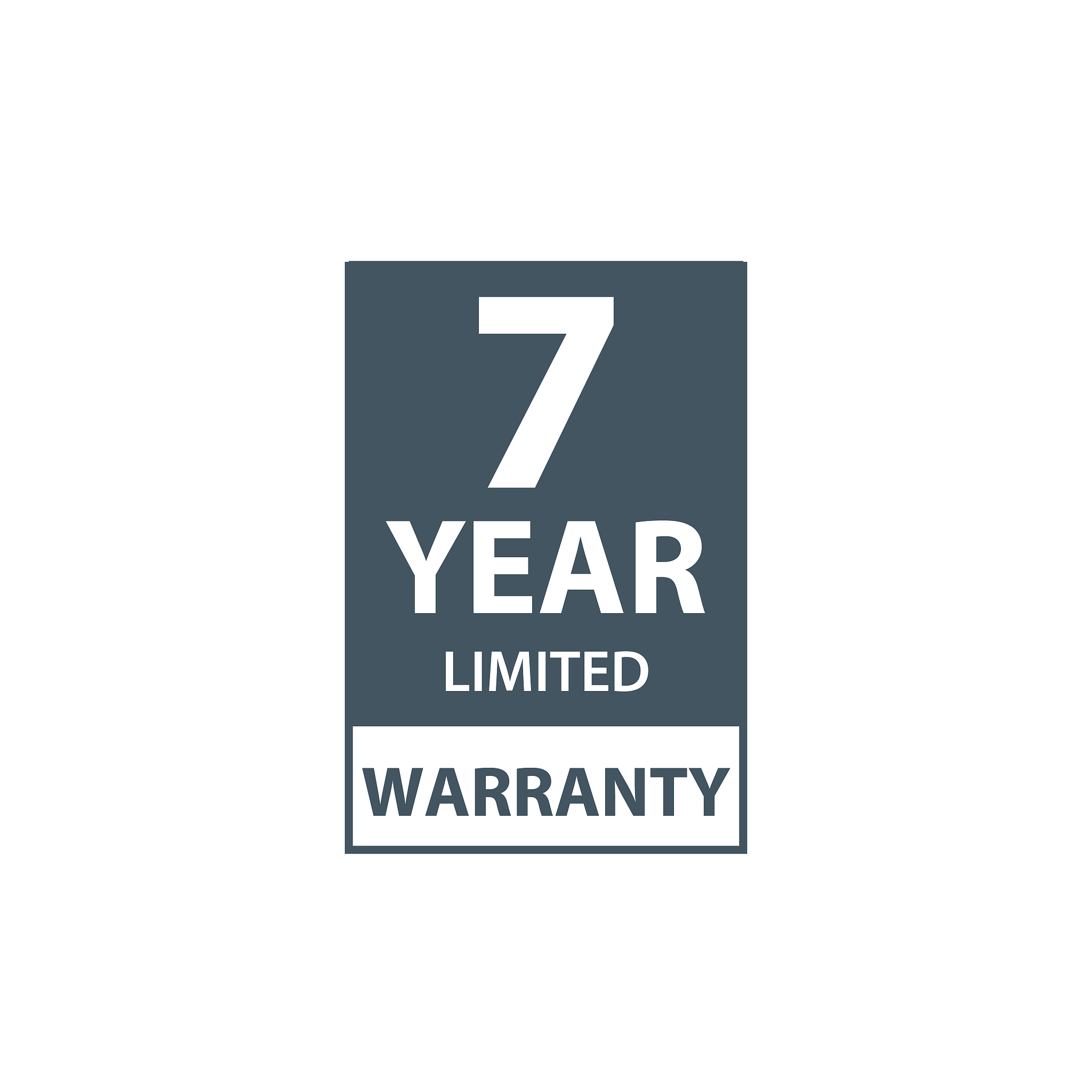 7 years limited warranty icon or label, certificate for customer