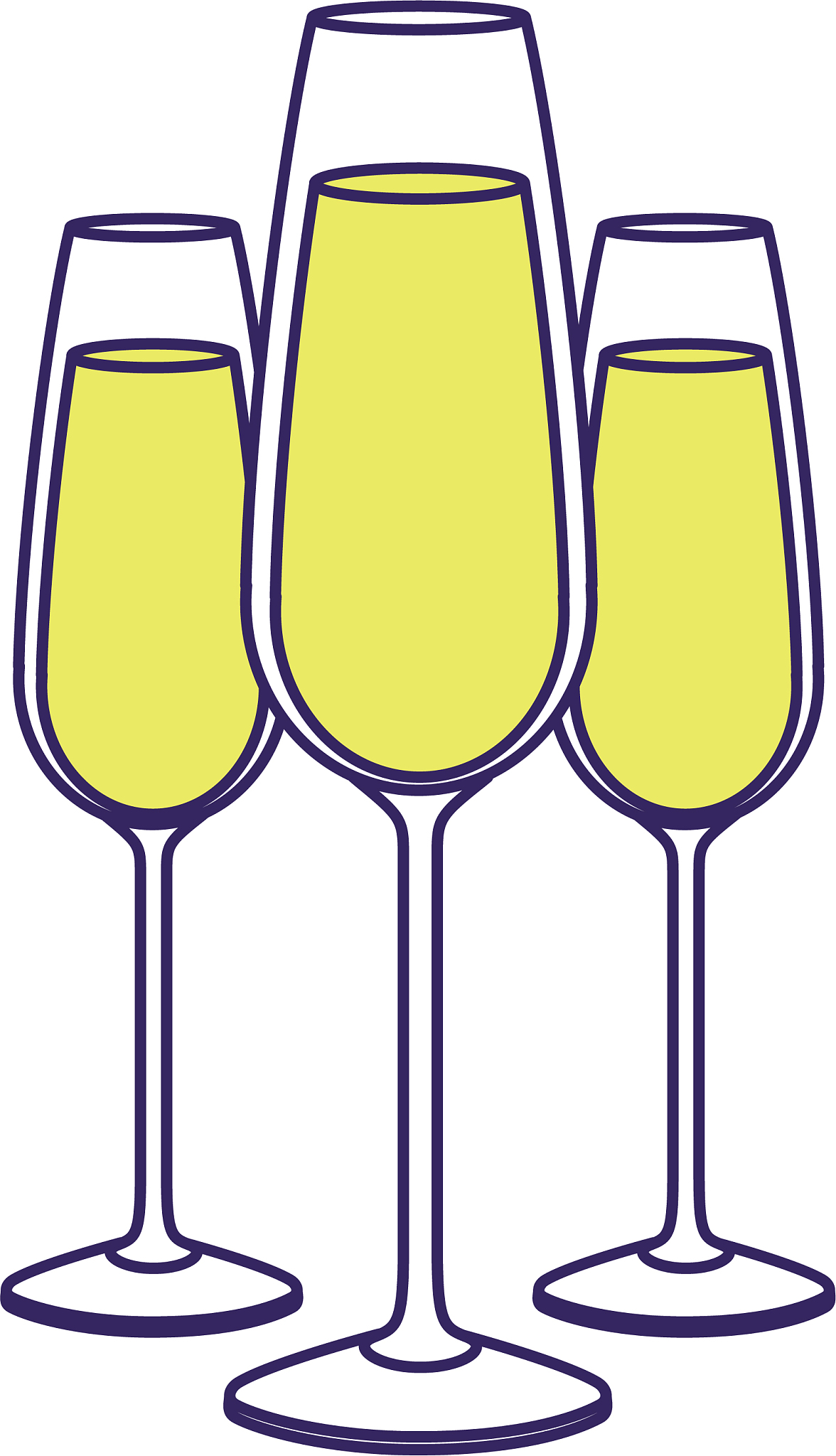 three glasses with champagne alcohol liquid