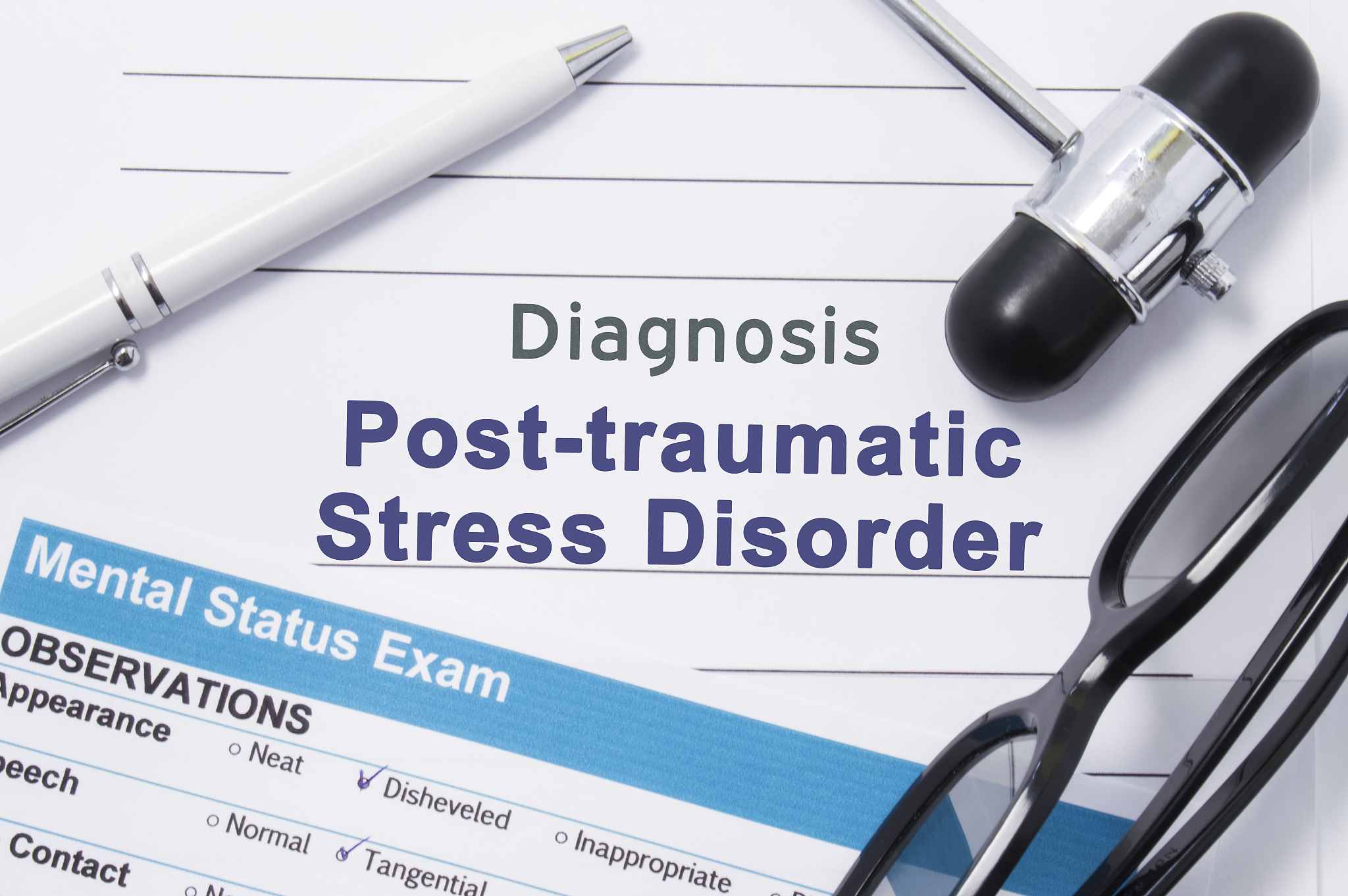 diagnosis posttraumatic stress disorder. medical note surrounded