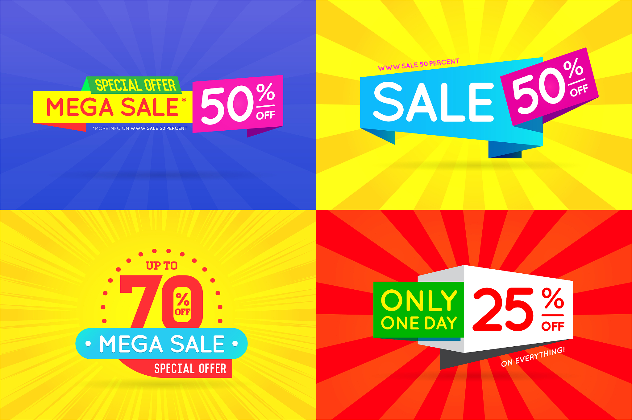 set of sale sign banner poster ready for web and print. vector.