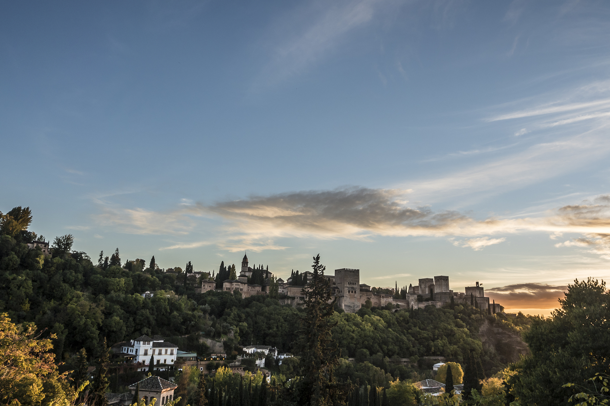 landscape of the alhambra of granada in the day