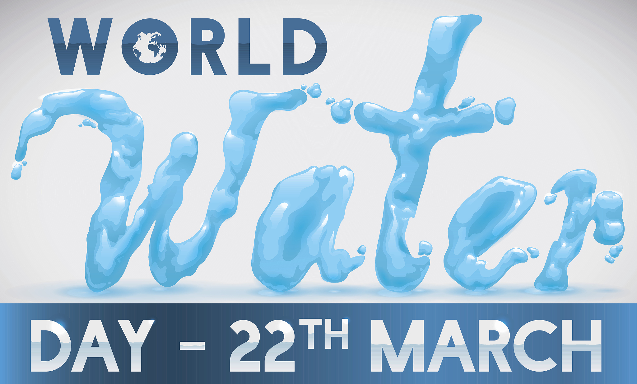 watery design and label with date for world water day