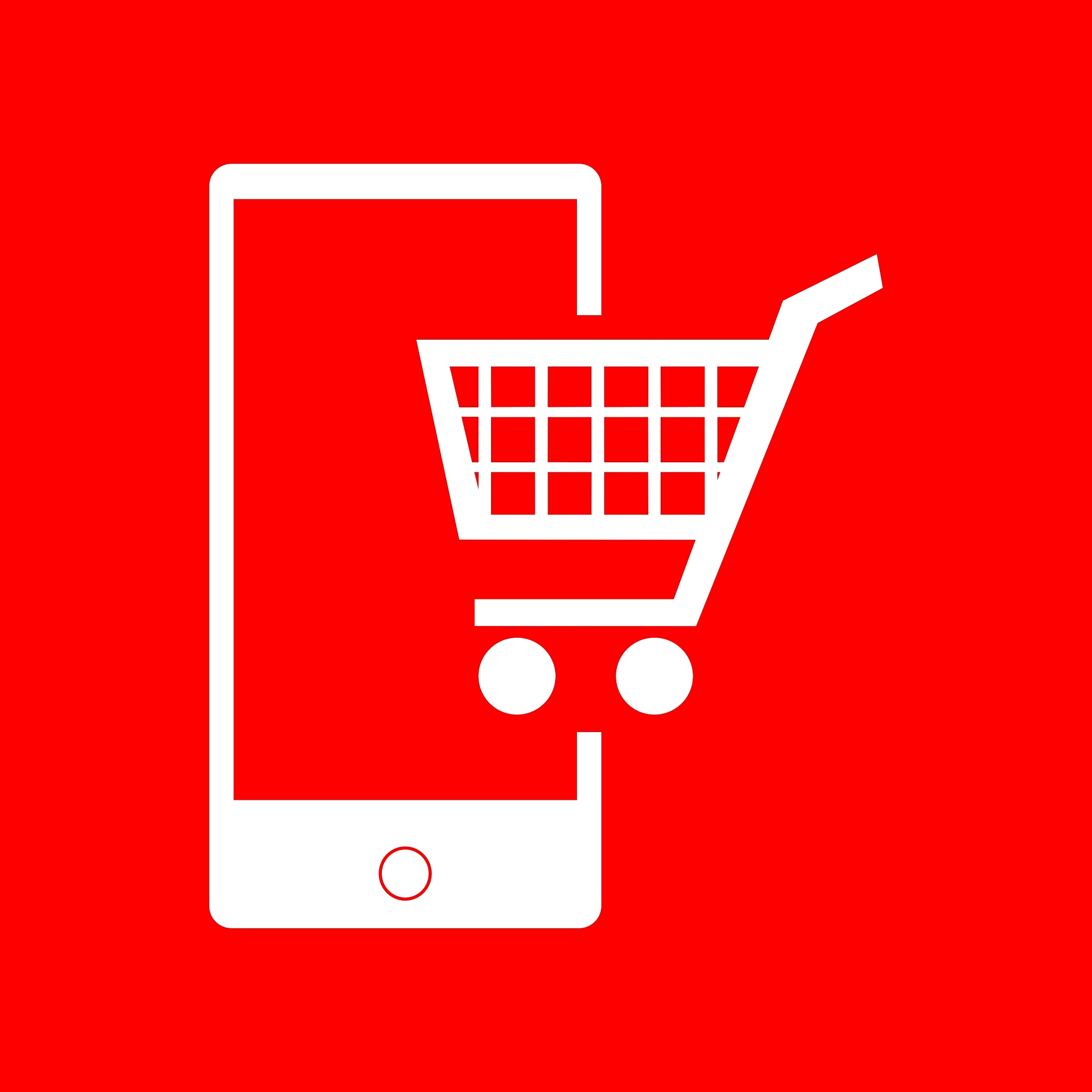 shopping on smart phone sign