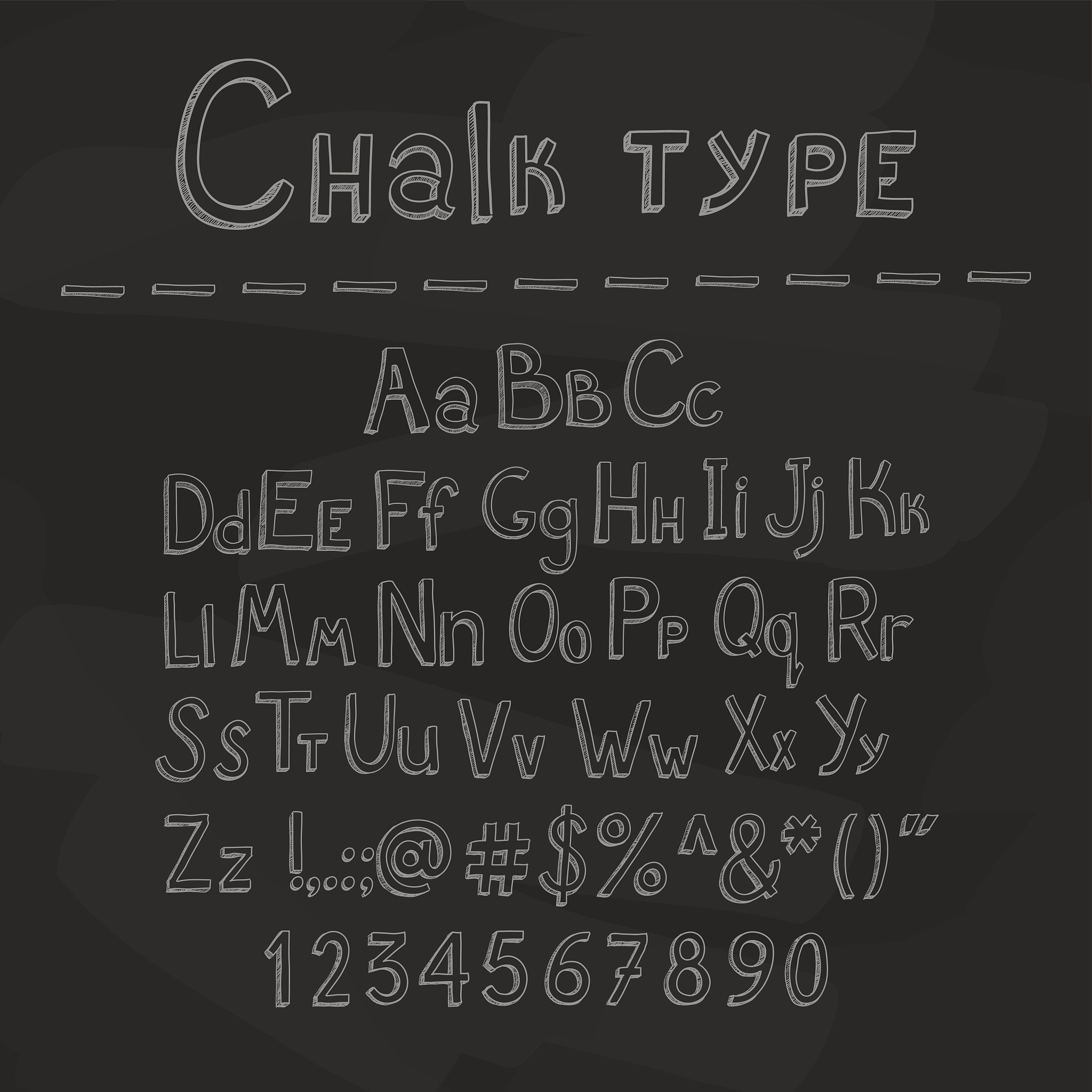 english alphabet on a black background