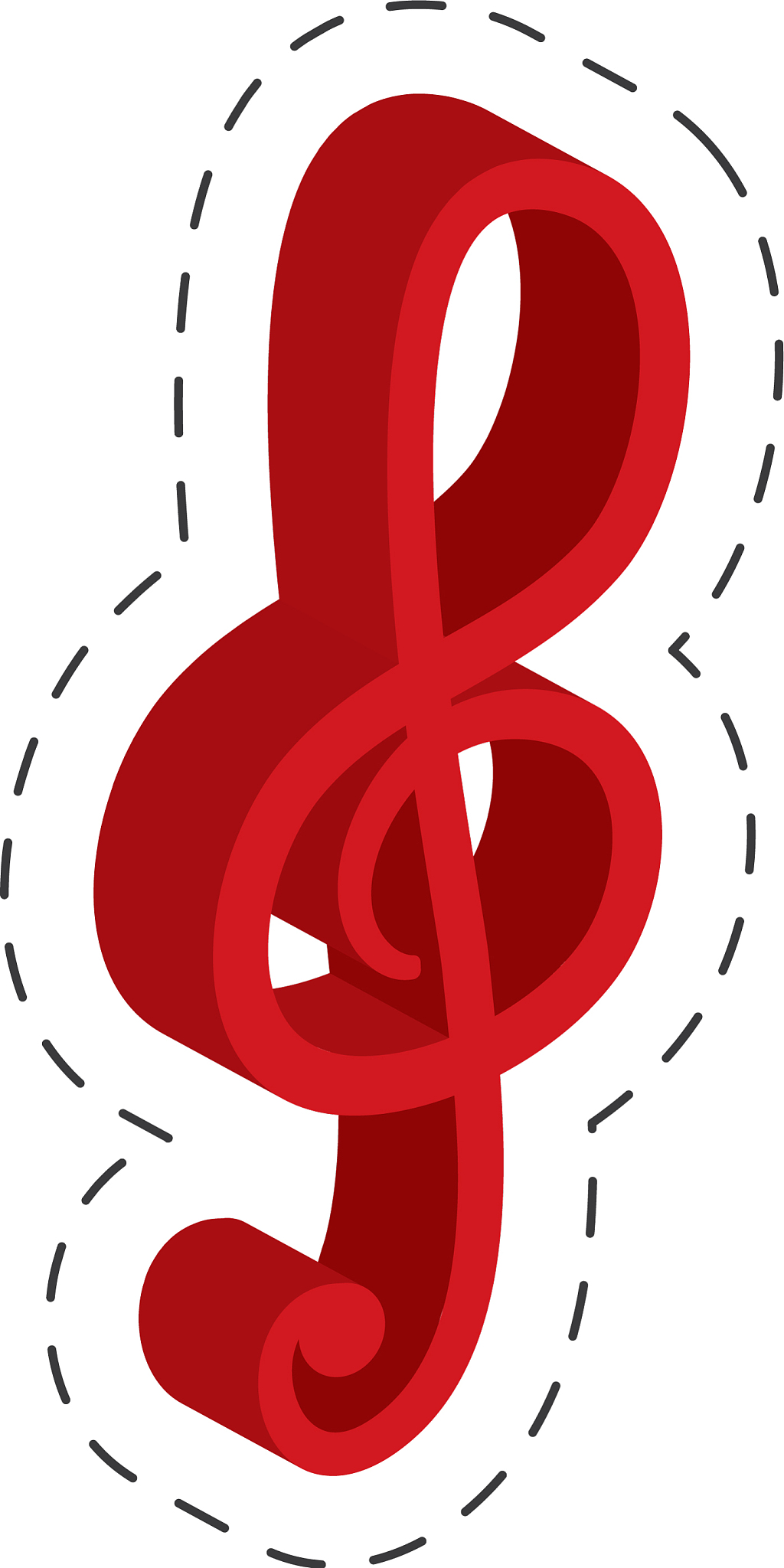 red music note cut line