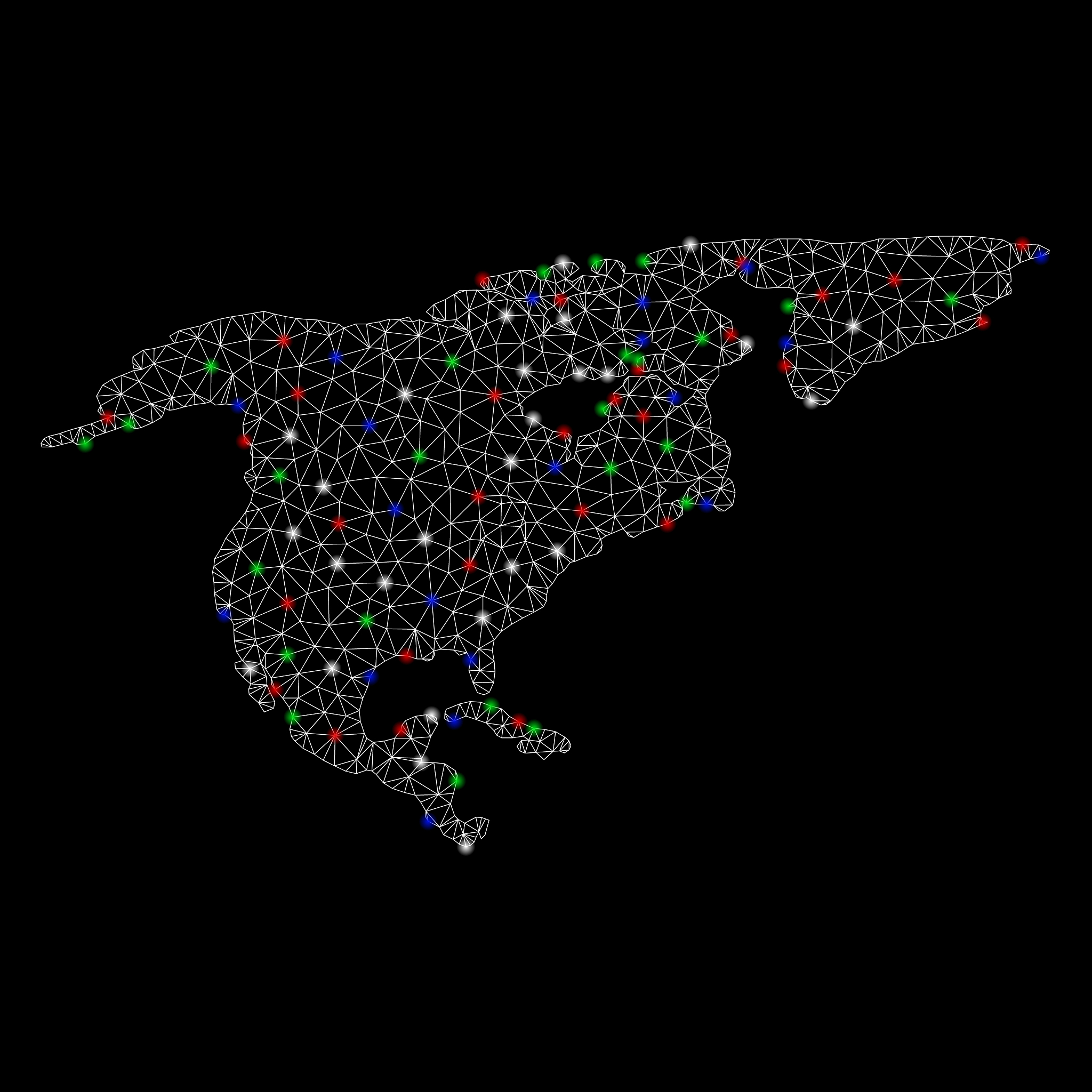 bright mesh network north america map with flash