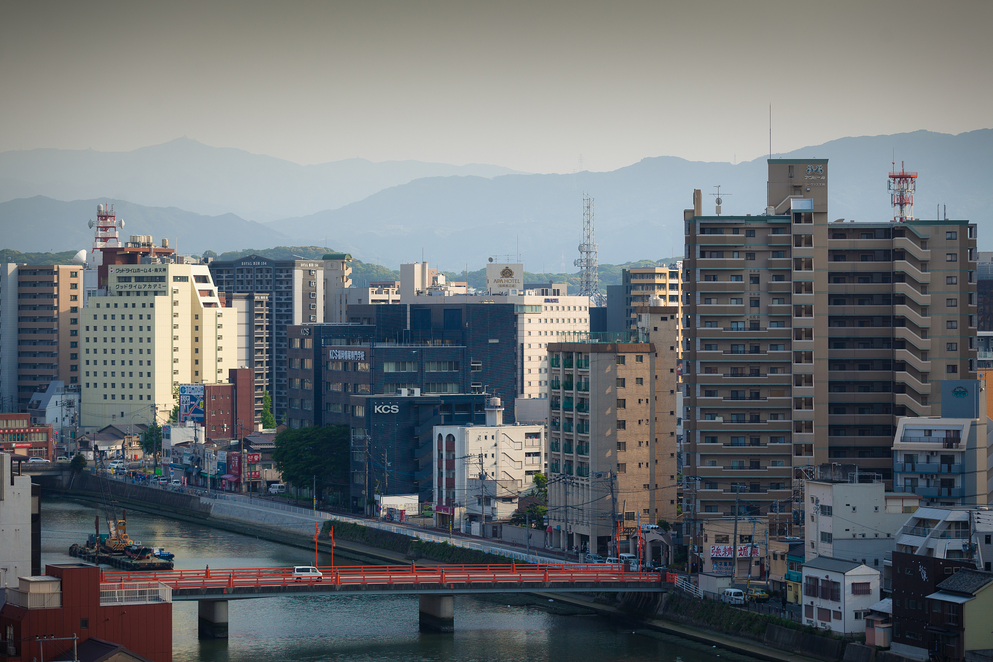 naka river and fukuoka cityscape
