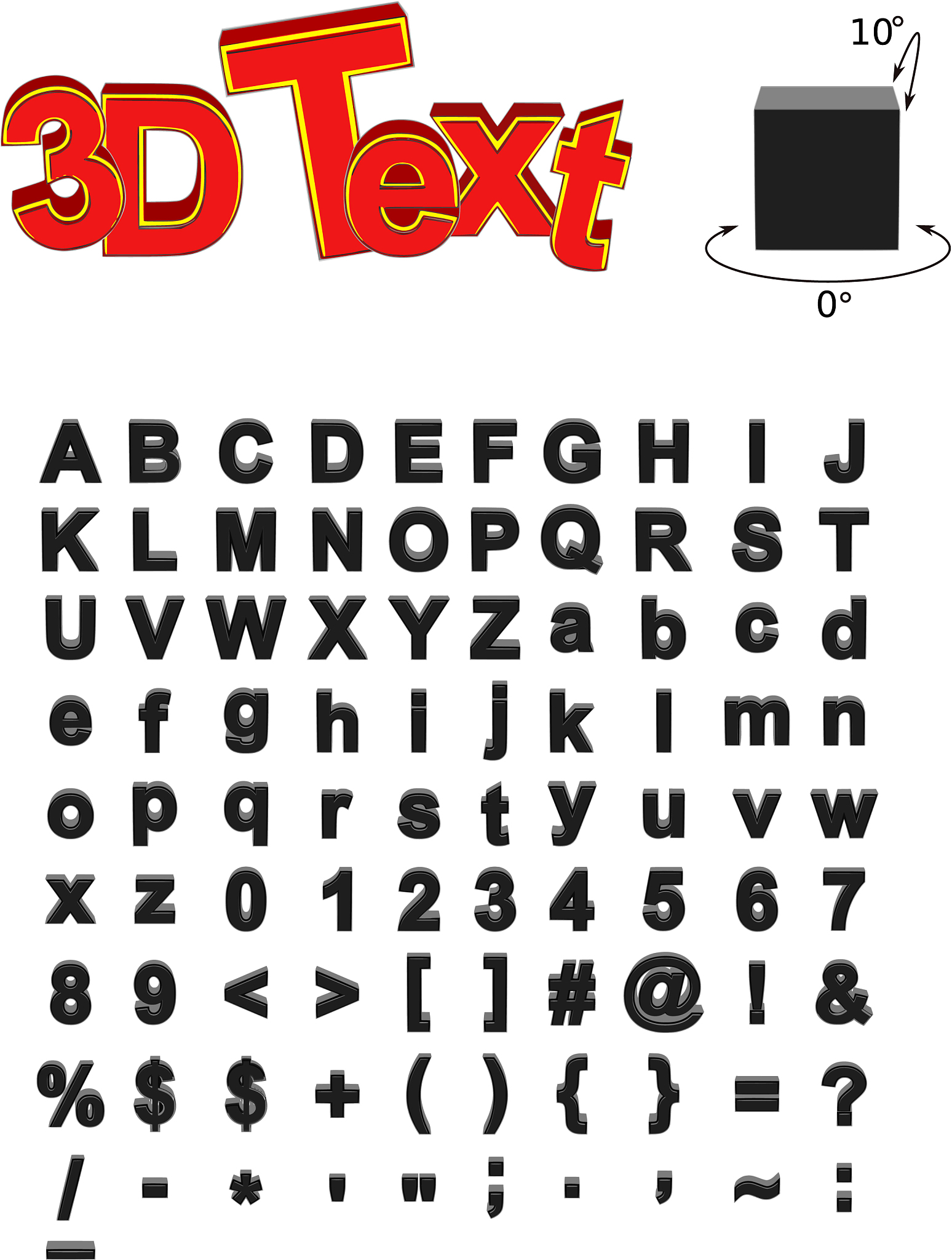 3d letters arial bold