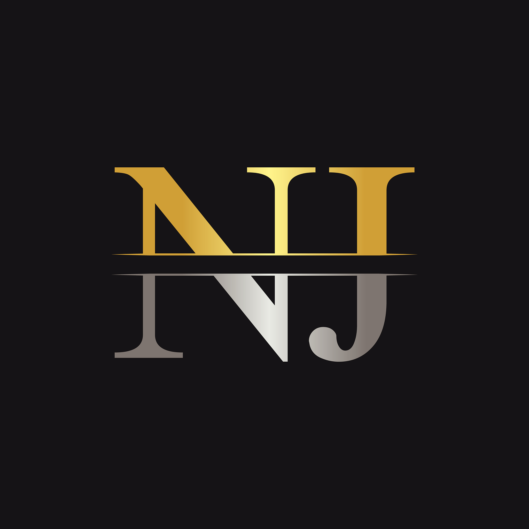 initial monogram letter nj logo design template