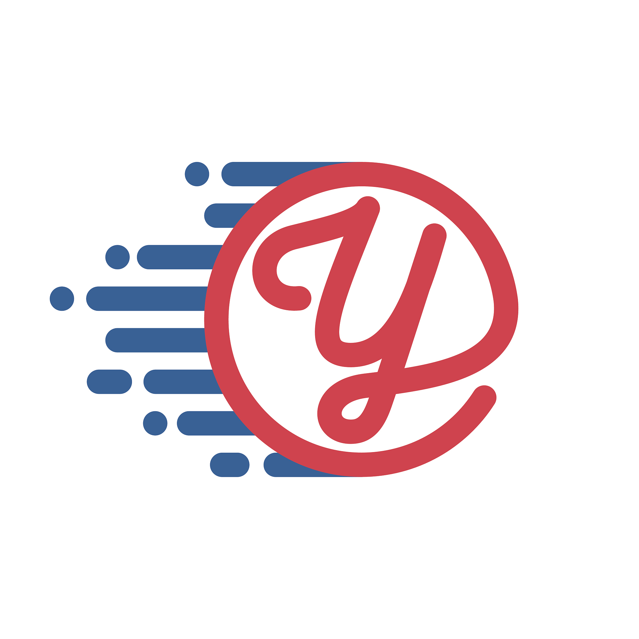 y letter icon in circle with speed line.