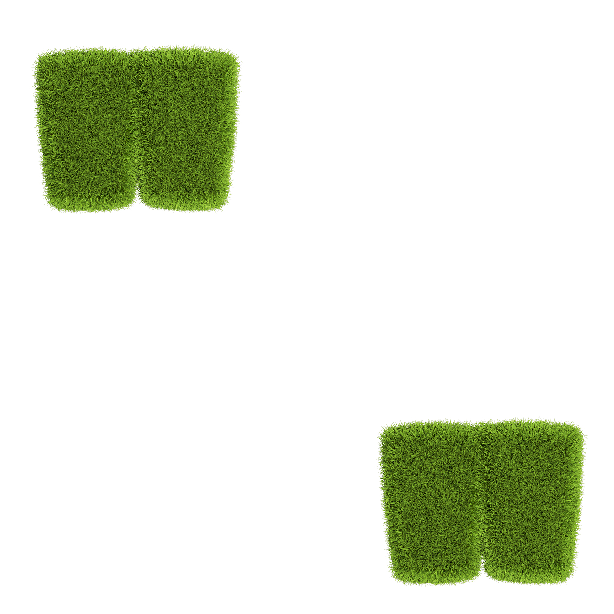 grass quotation punctuation mark isolated on white background. 3