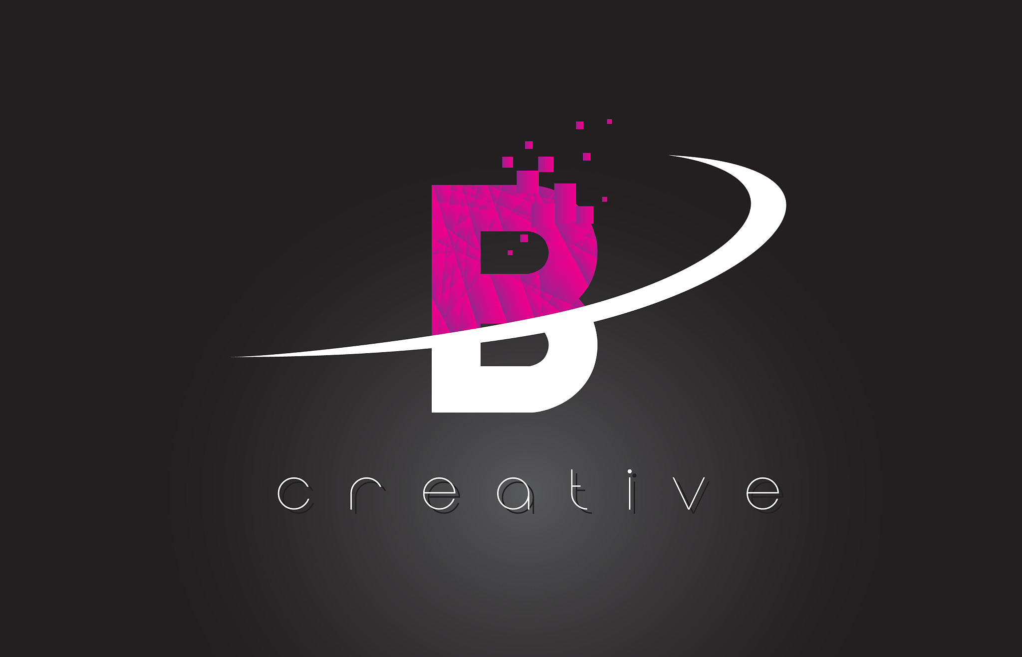 b creative letters design with white pink colors
