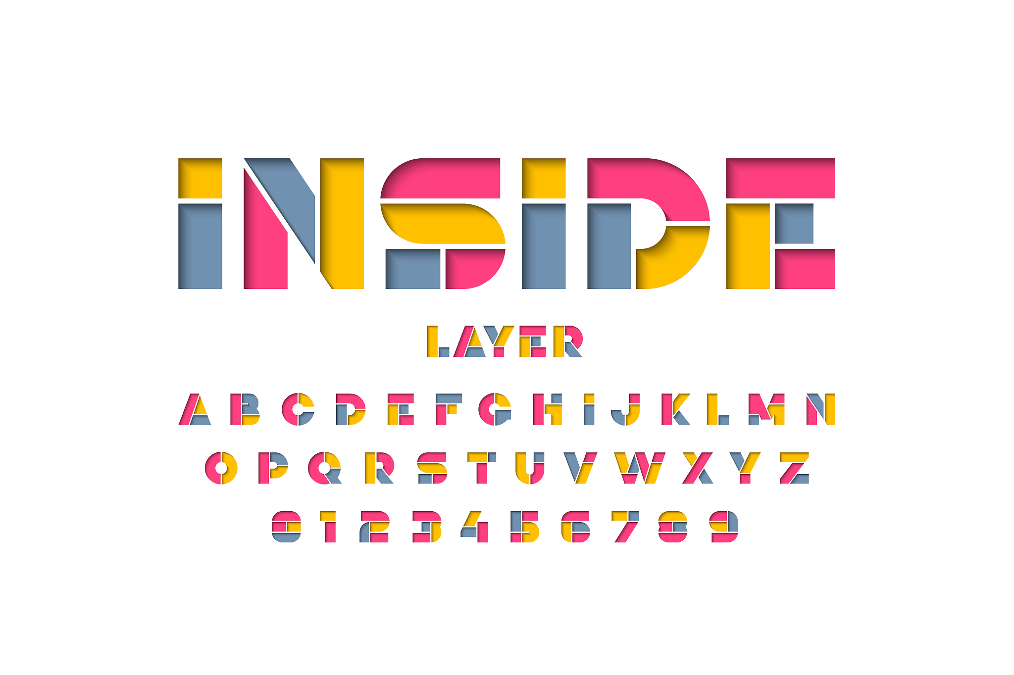 layered font design alphabet letters and numbers