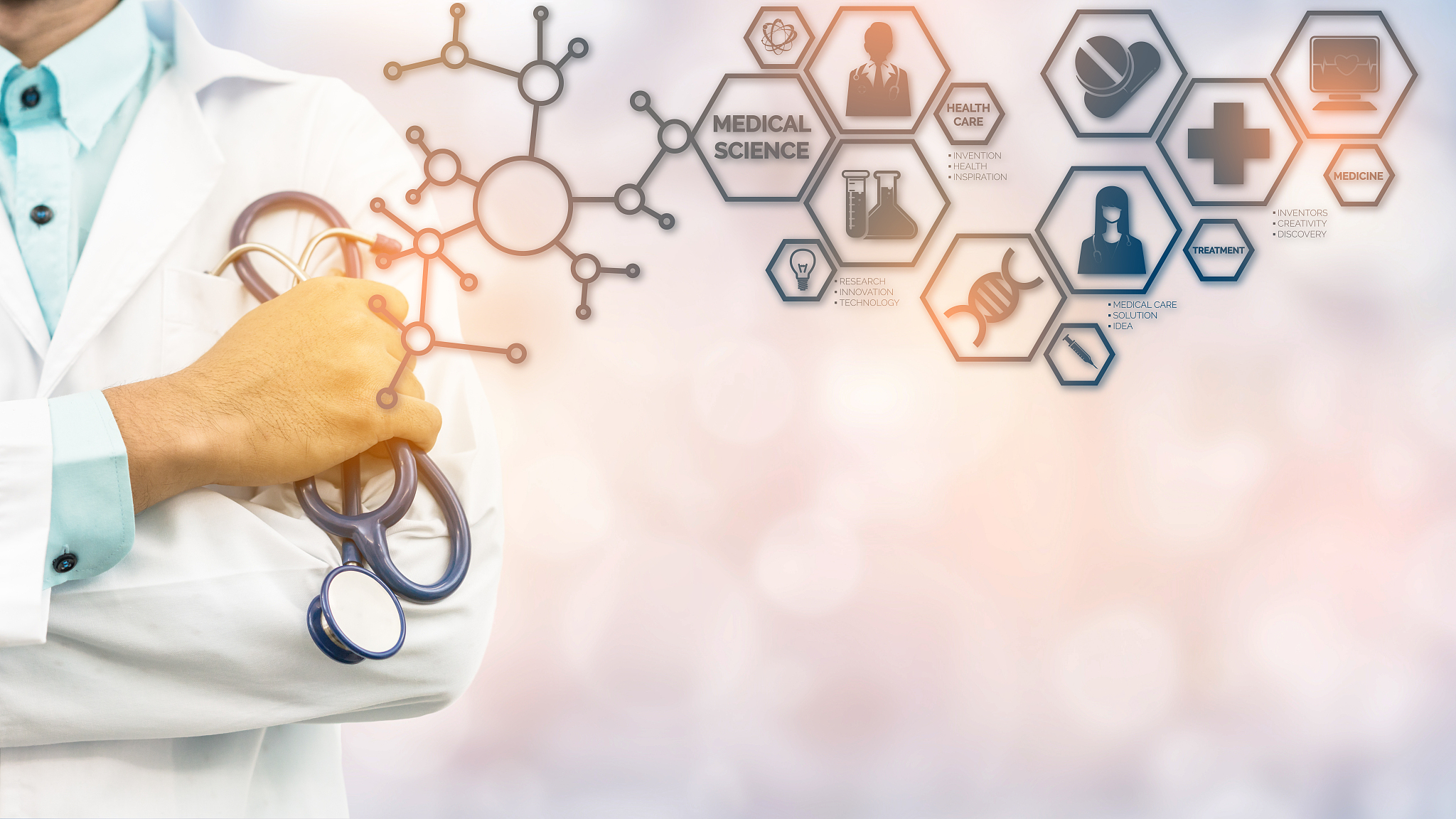 doctor with medical science icon modern interface