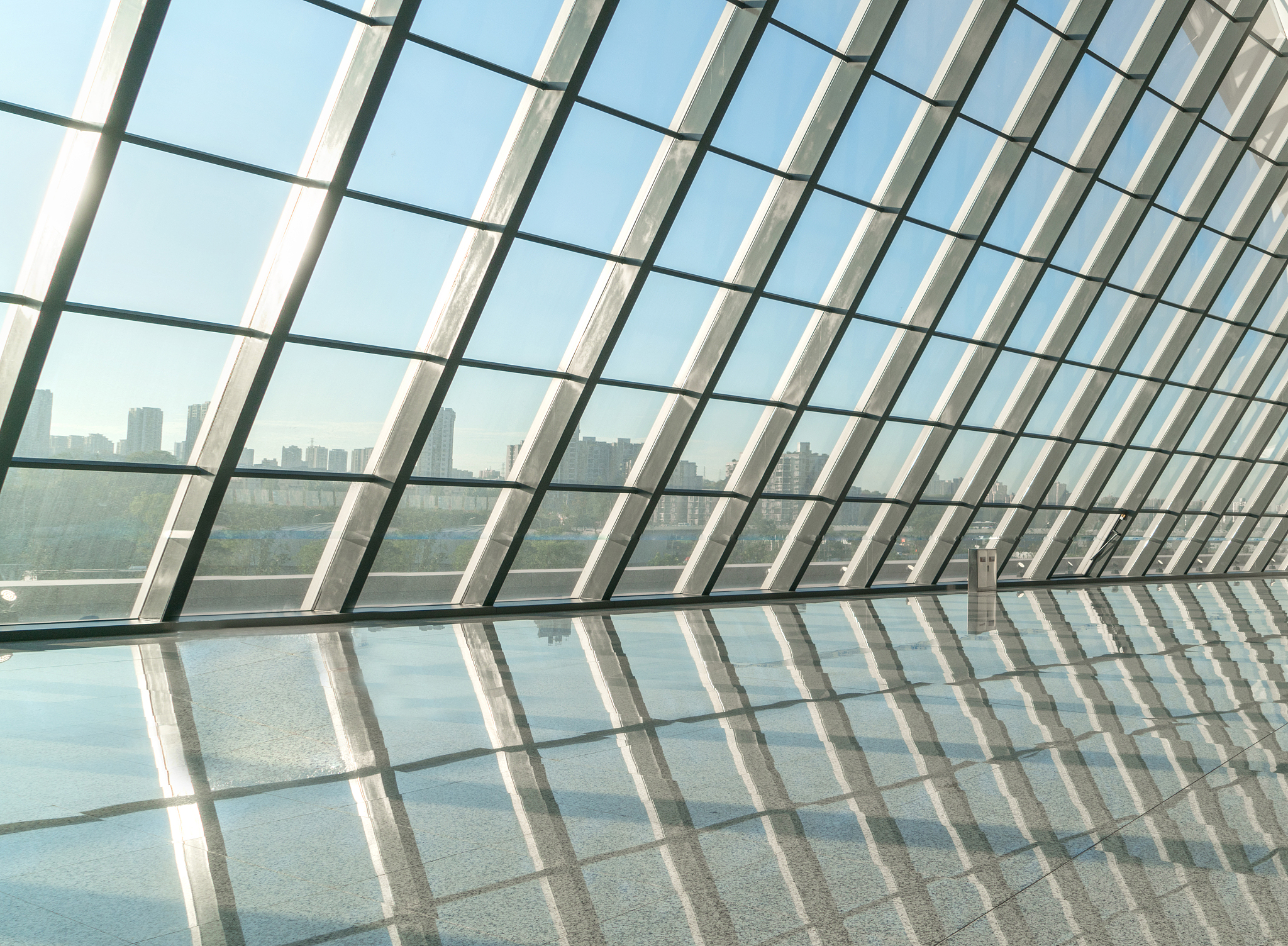 metal lattice windows in the hall,chongqing,china