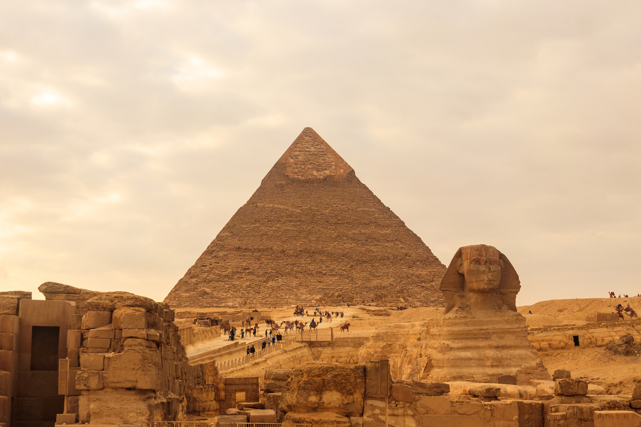 egyptian great sphinx and pyramids of giza in cairo, egypt