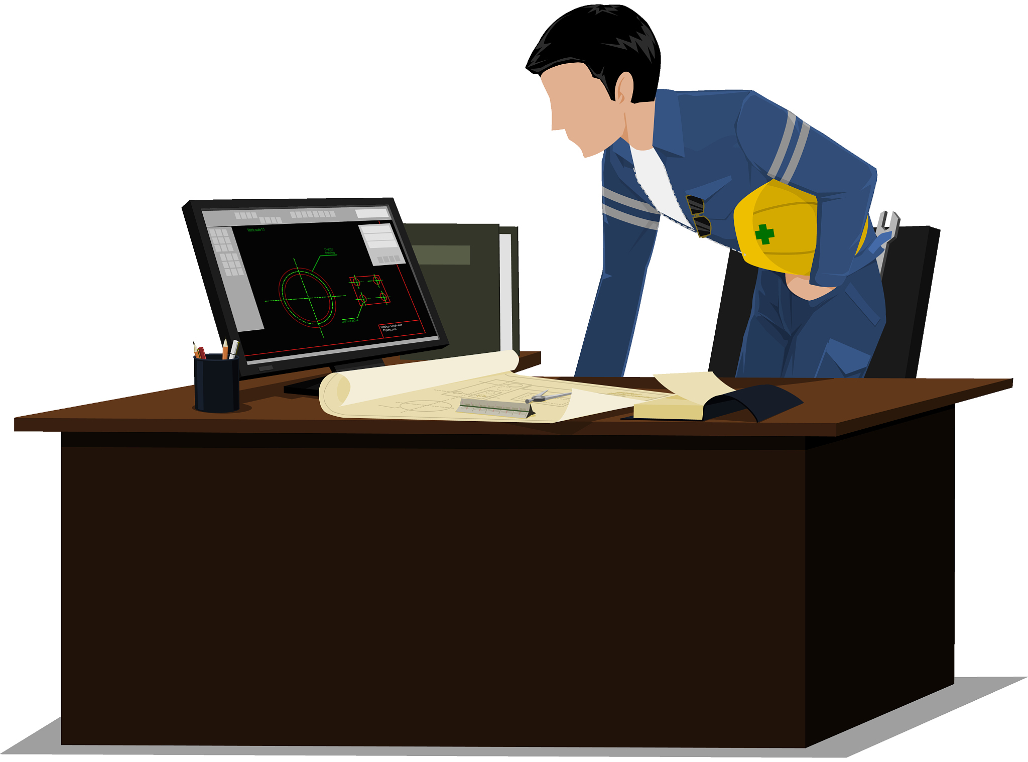 engineer is checking drawing