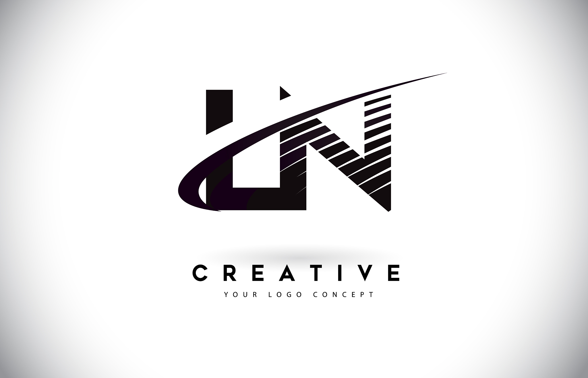 ln l n letter logo design with swoosh and black