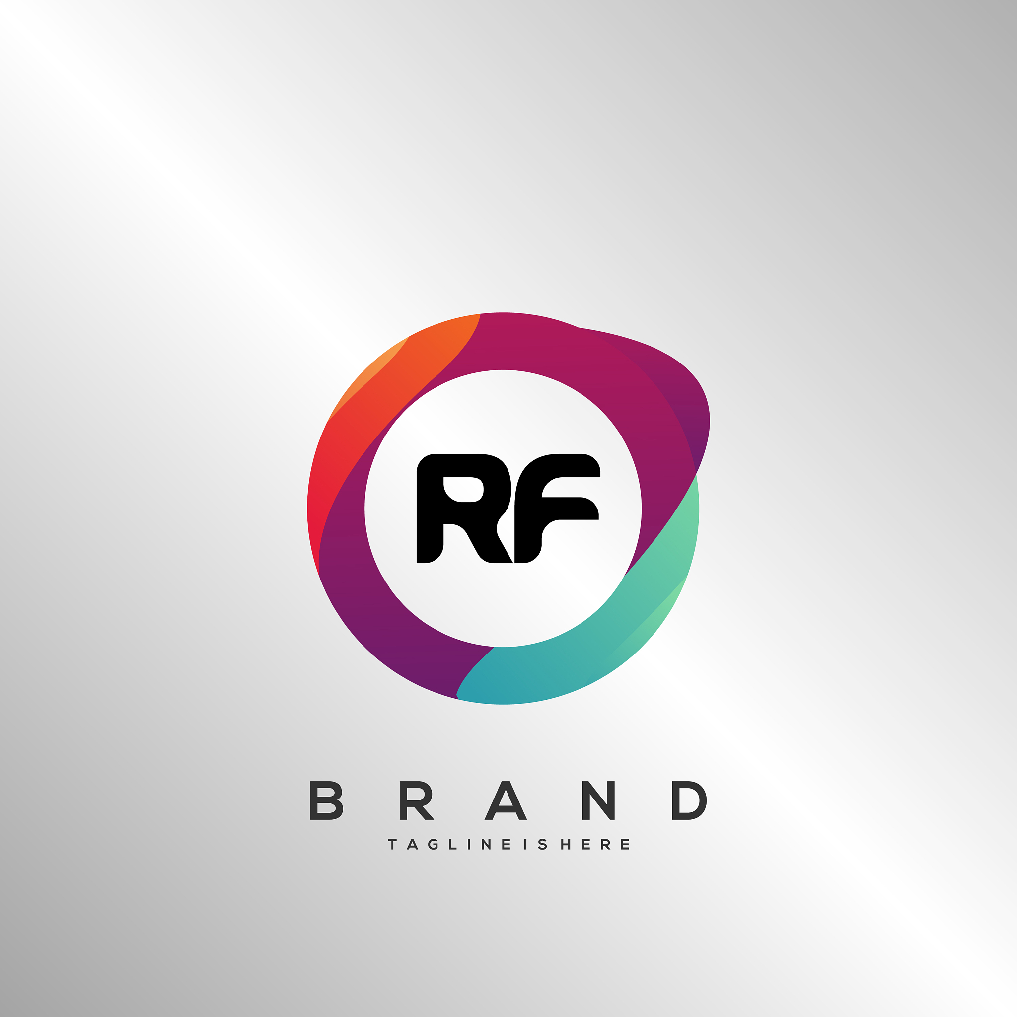 letter rf gradient color logo design