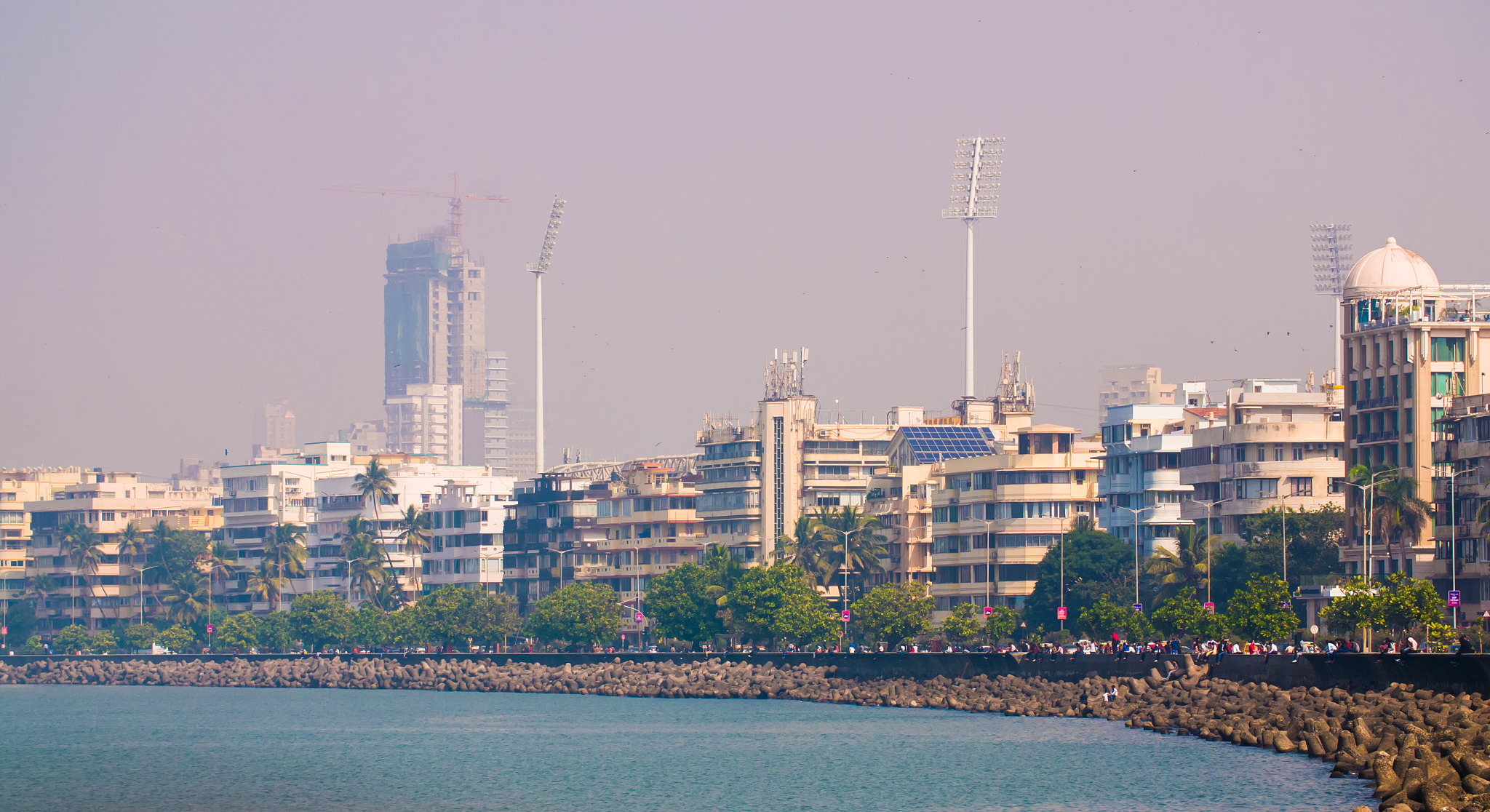 panorama of the city of mumbai in the haze. india