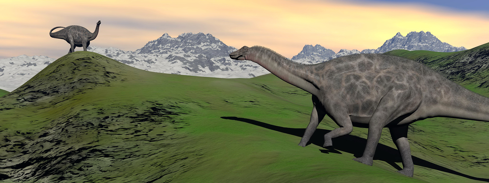two dicraeosaurus dinosaur