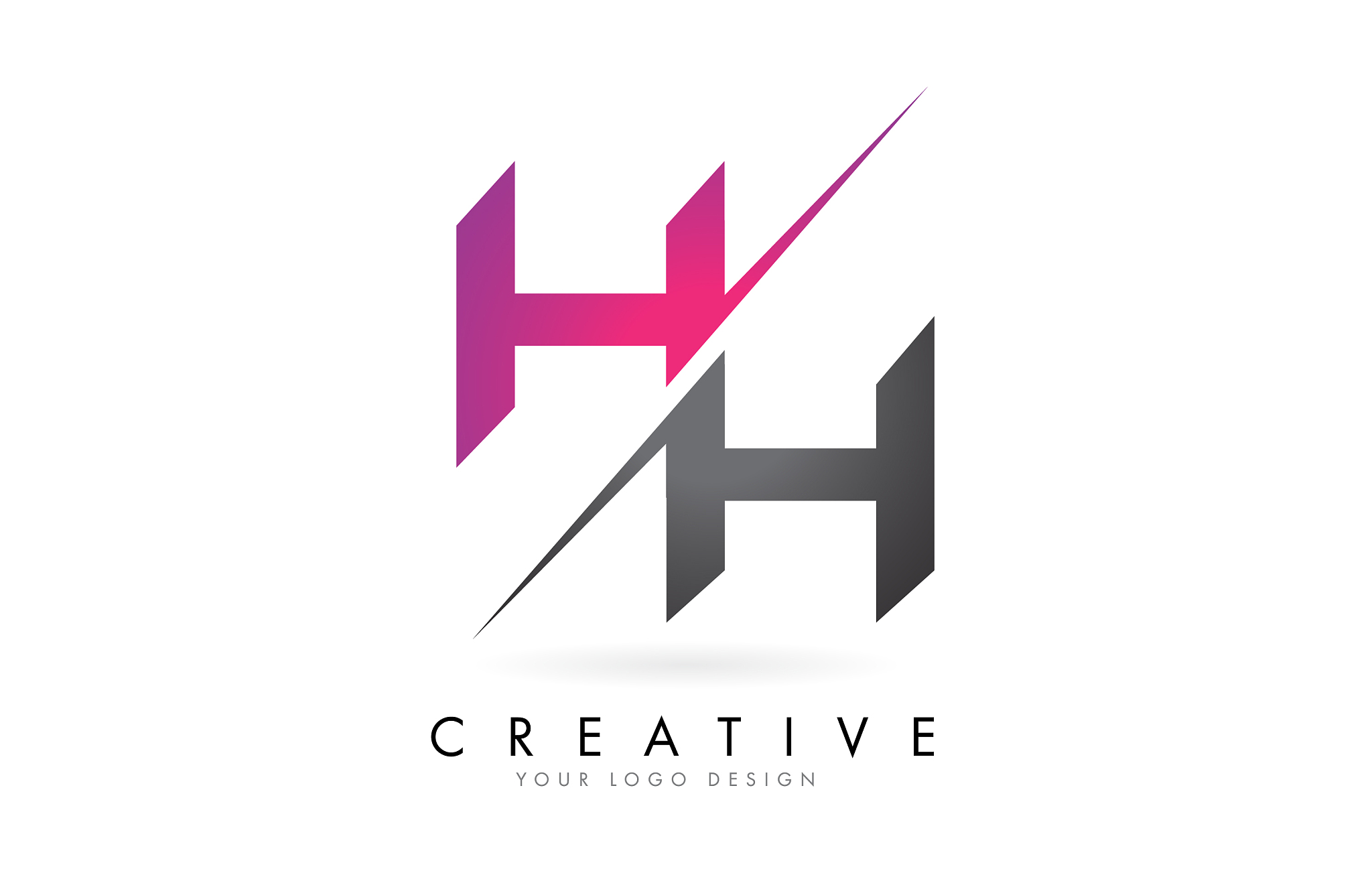 hh h h letter logo with color block design and