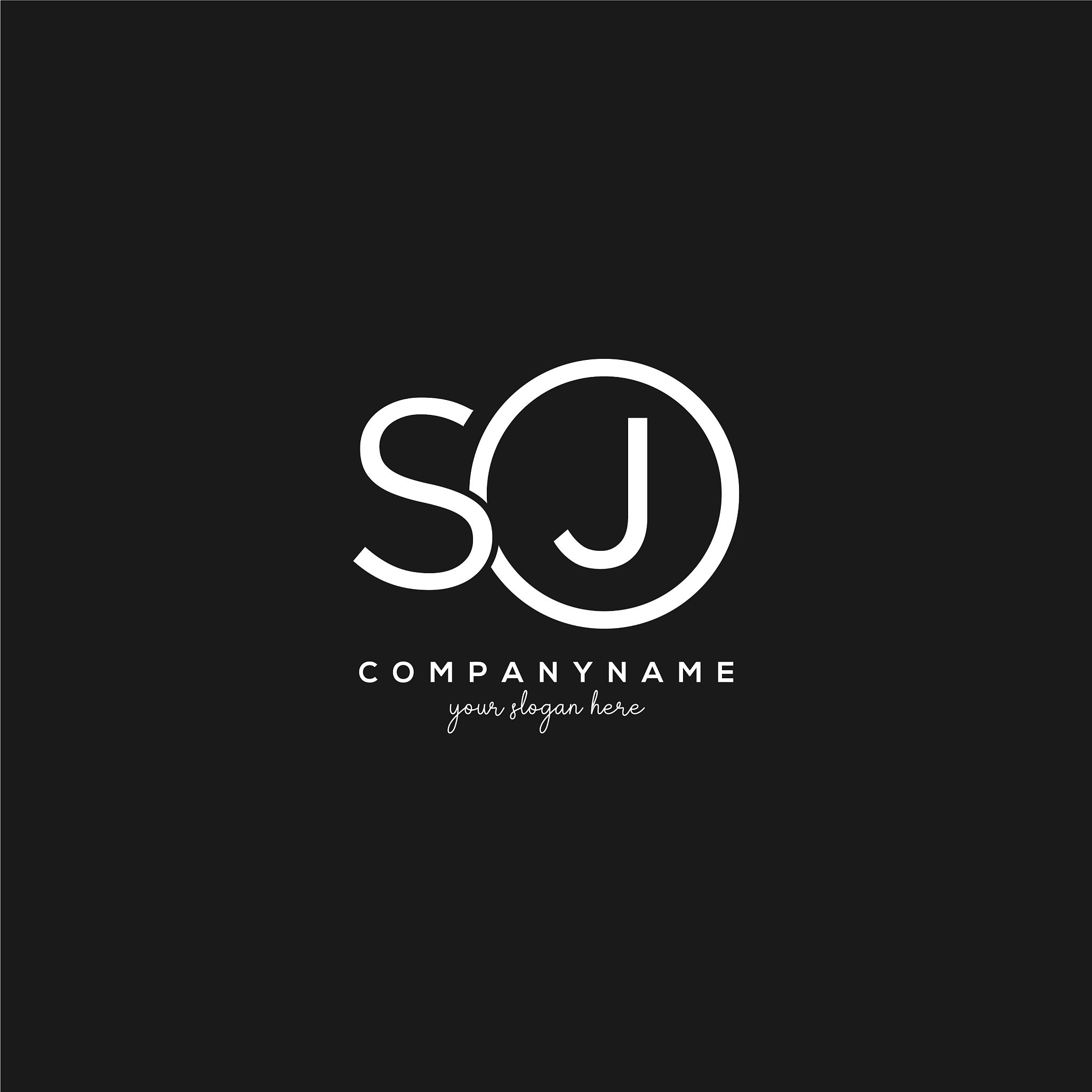 initial sj letter logo with circle template