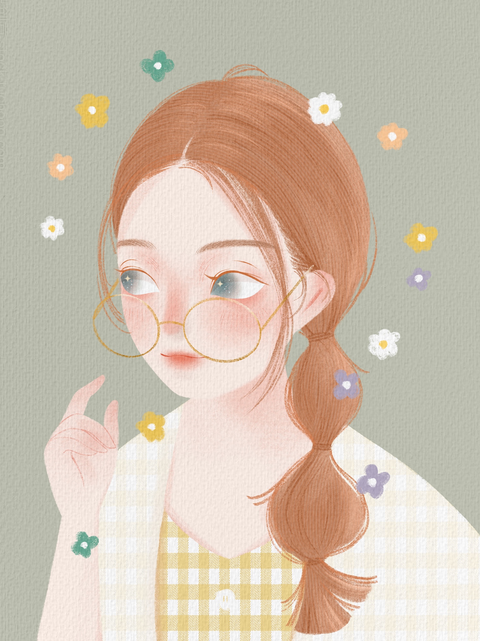 大头卡通美女描述