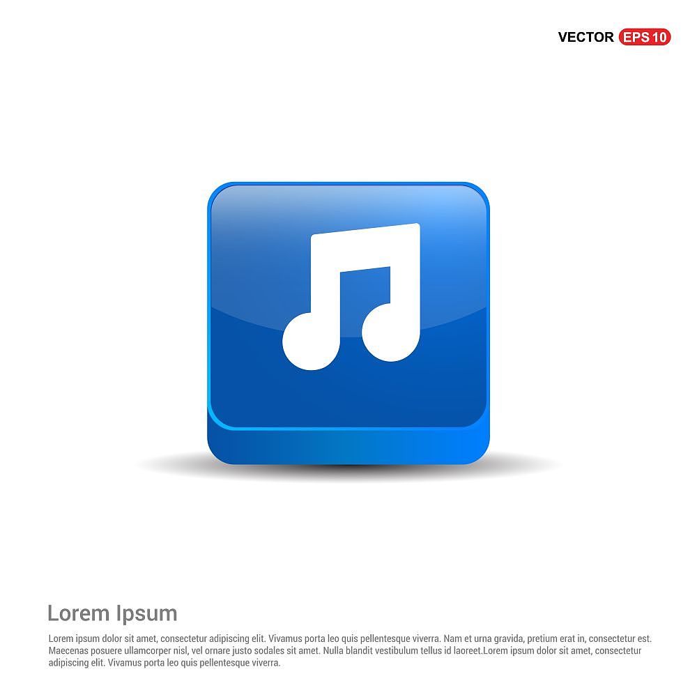 music note icon - 3d blue button.