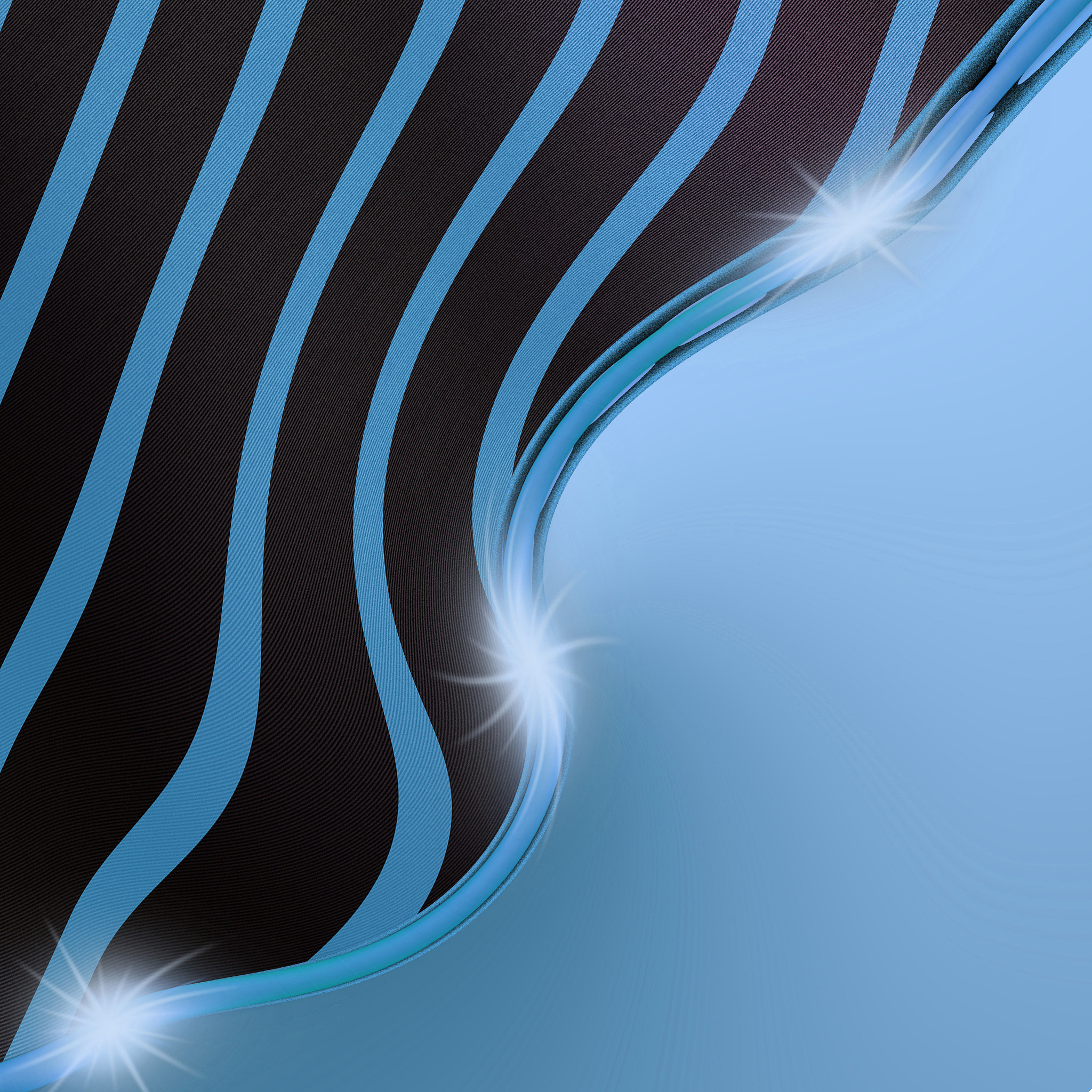 black and blue background with decorative curve diagonal lines.