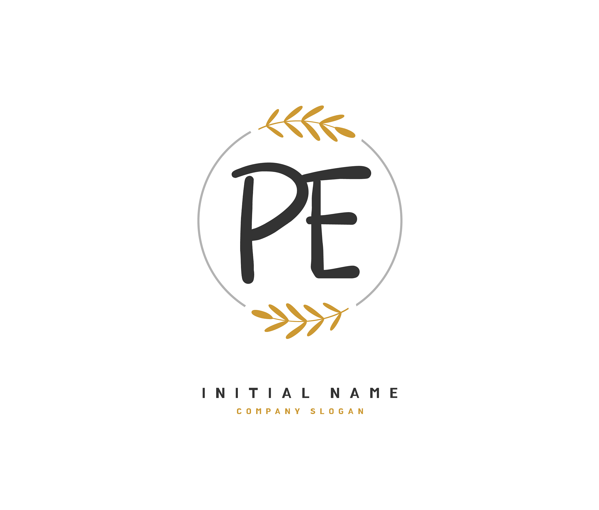 p e pe beauty initial logo handwriting logo of