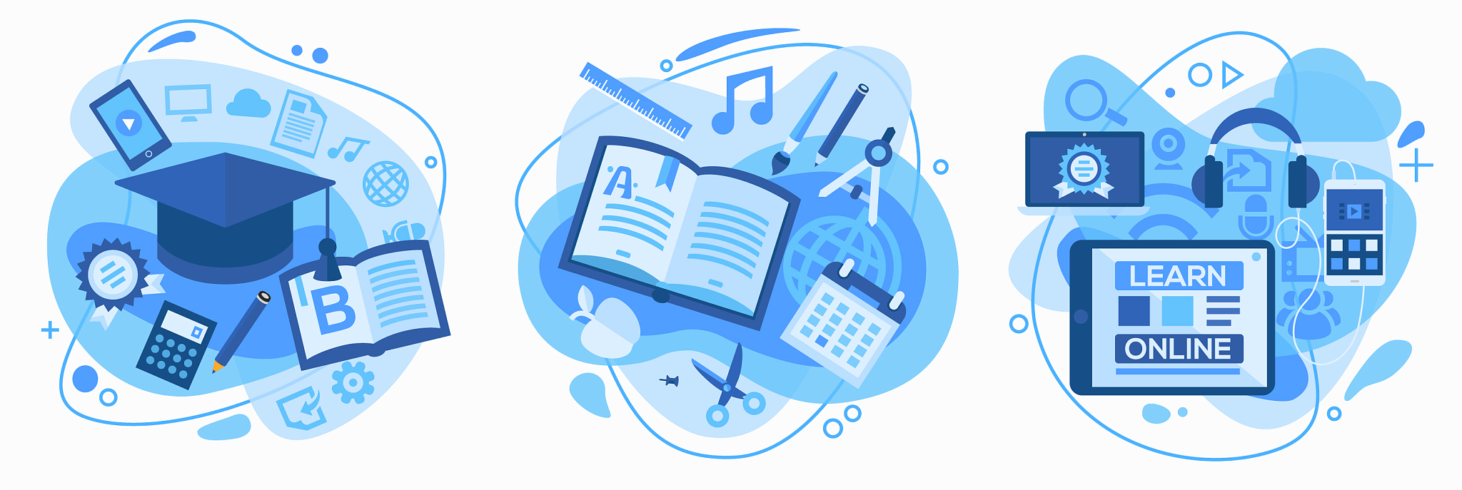 e learning education and school concept banners