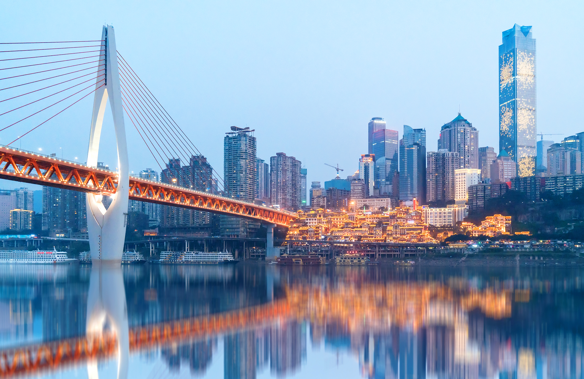 cityscape and skyline of chongqing in cloud sky,china