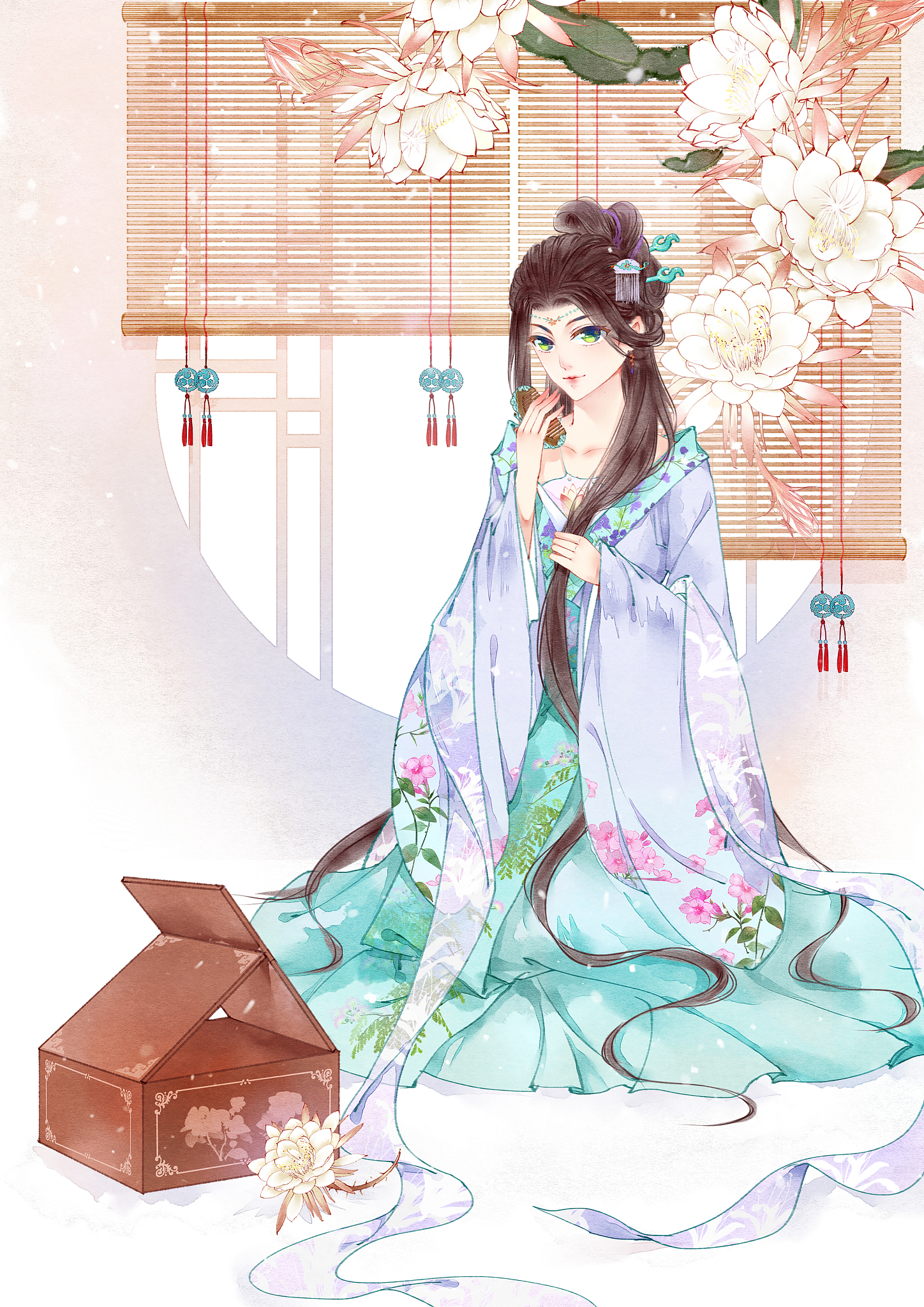月光森林少女 - 古风汉服美女 AI绘画提示词
