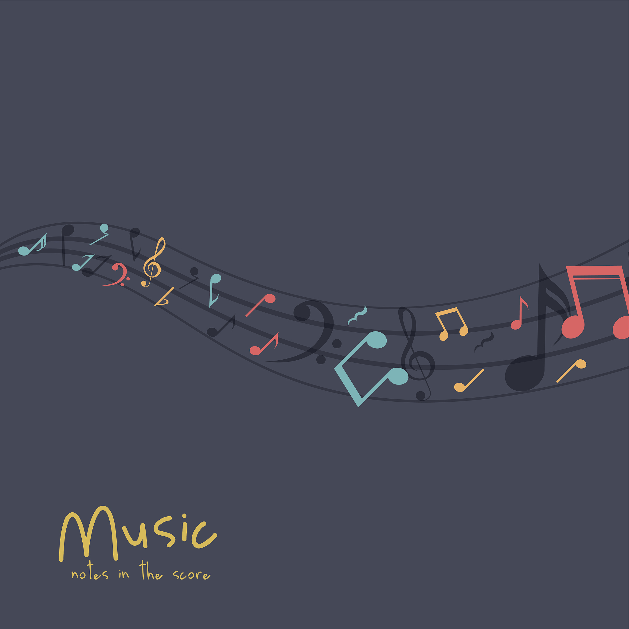 multicolored music note design