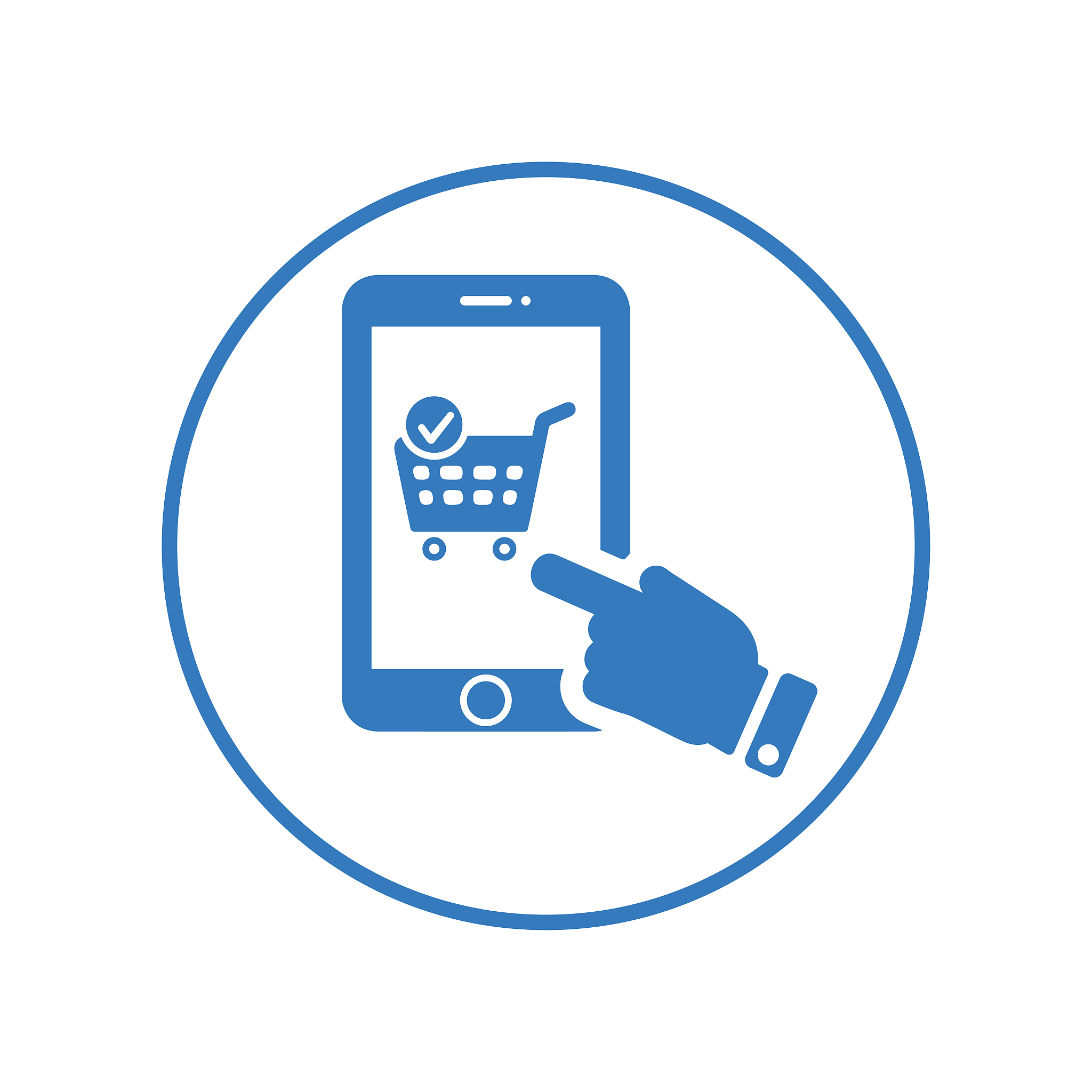 mobile shopping icon, e-commerce / blue color