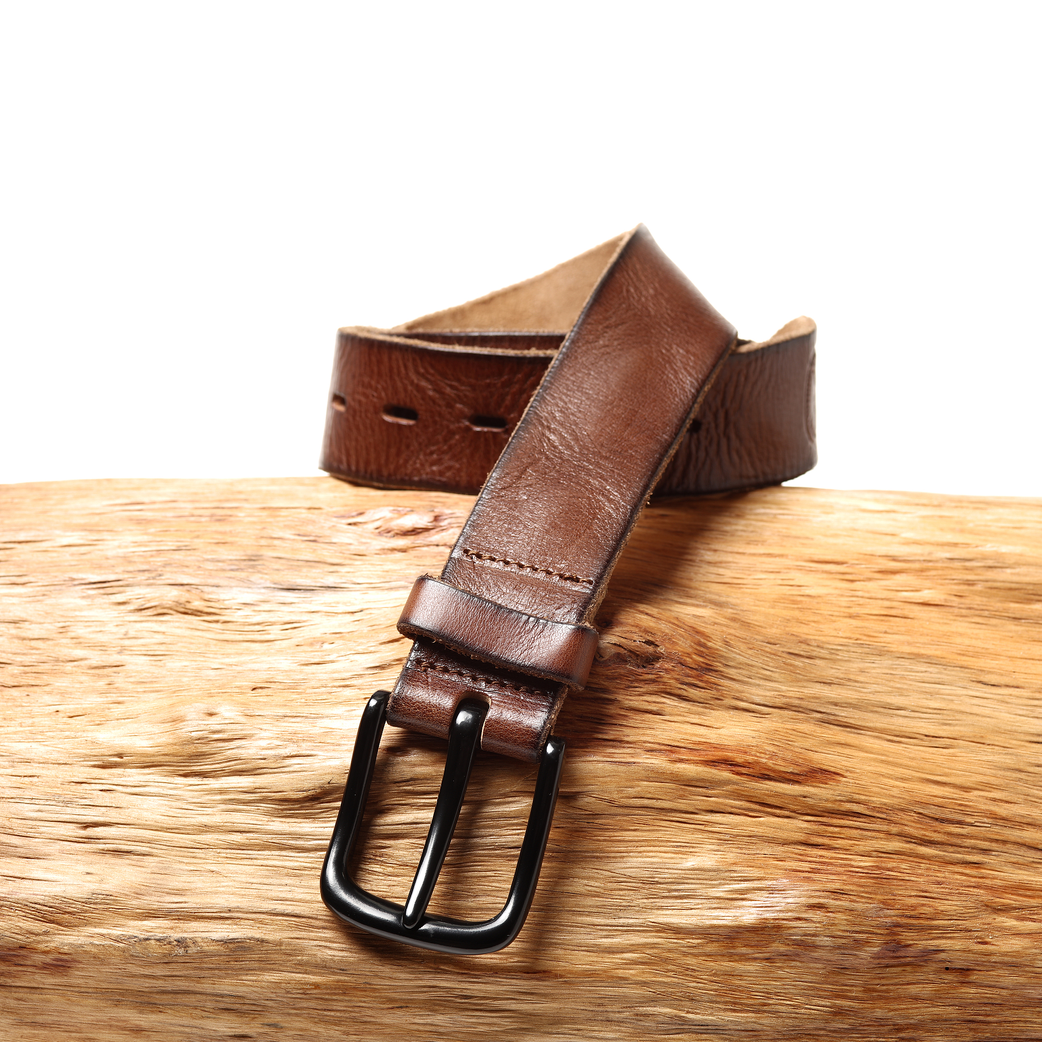 Men's Vintage Brown & Black Leather Belt - Handcrafted & Durable