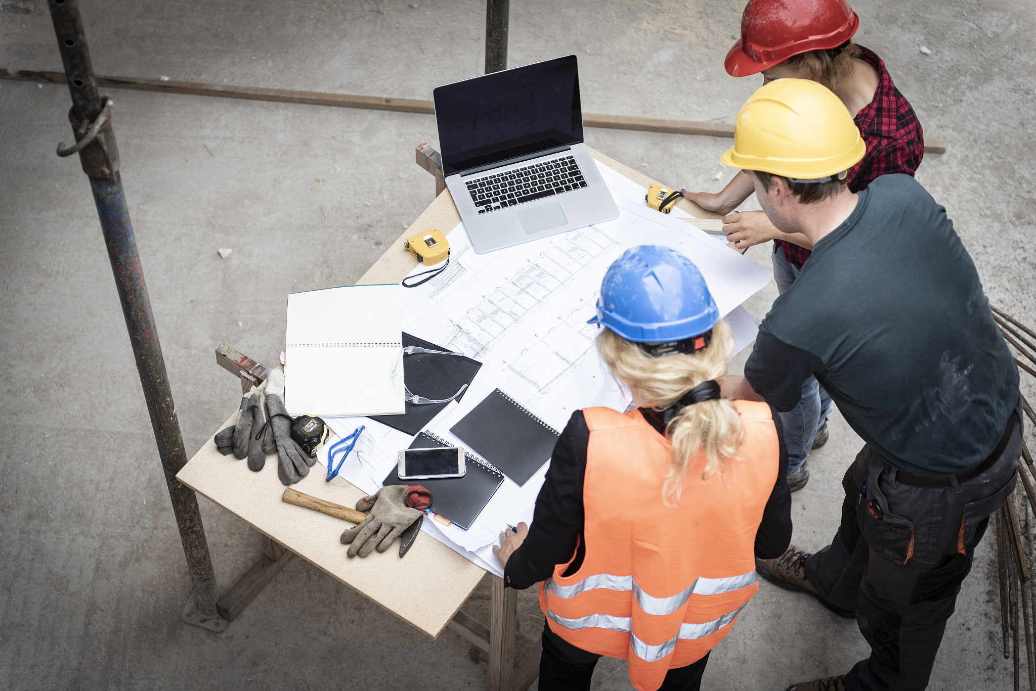 engineer and architects at construction site