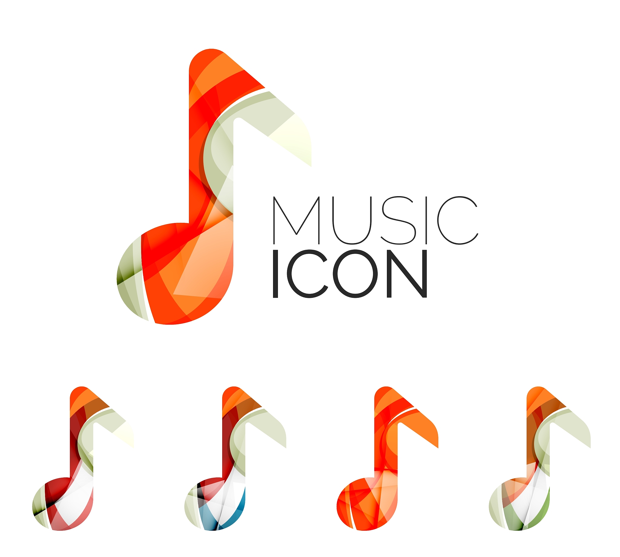 set of abstract music note icon business logotype