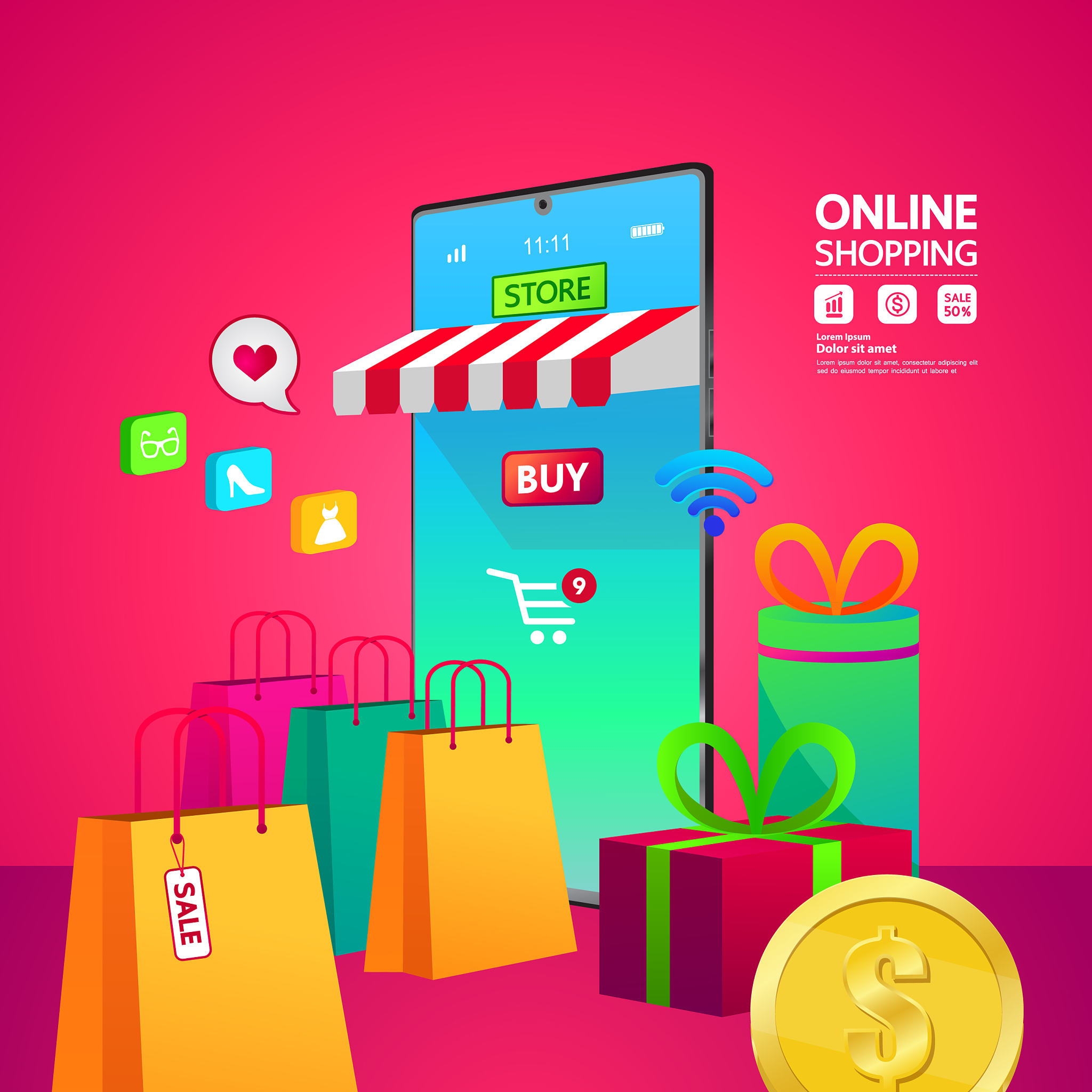 shopping online on website or mobile application