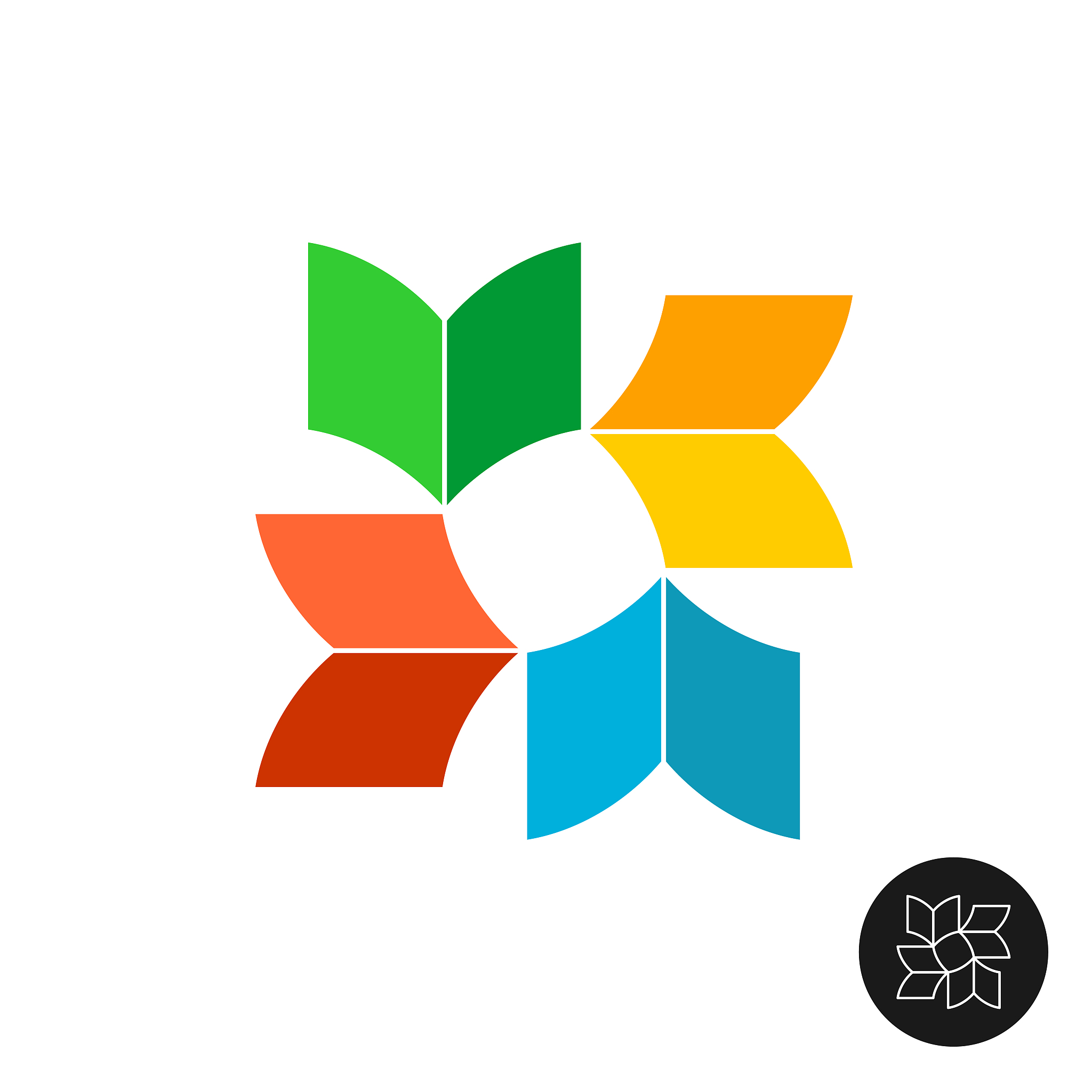 books around logo. colorful books in a circle sign. library or d