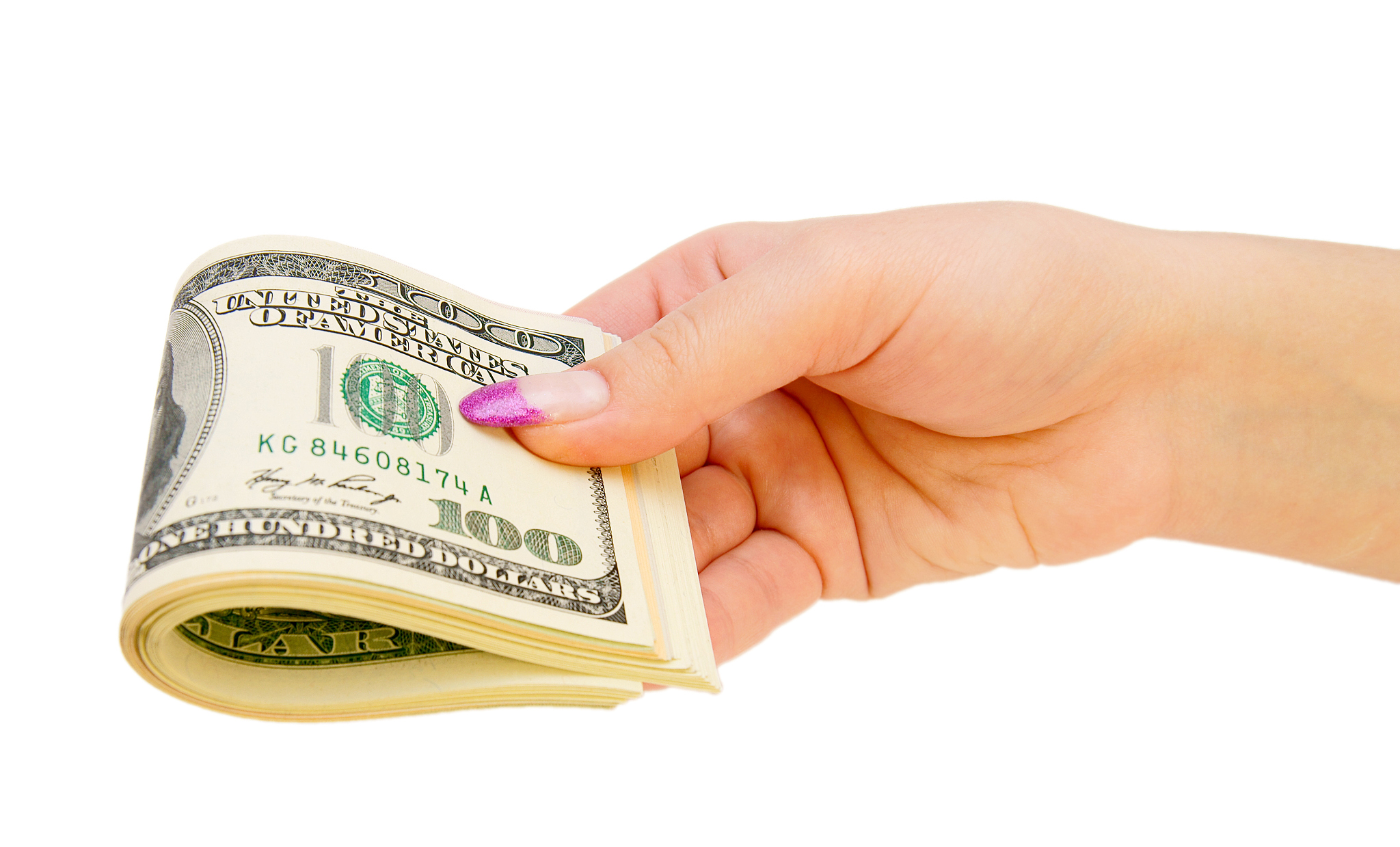 dollars in a hand.