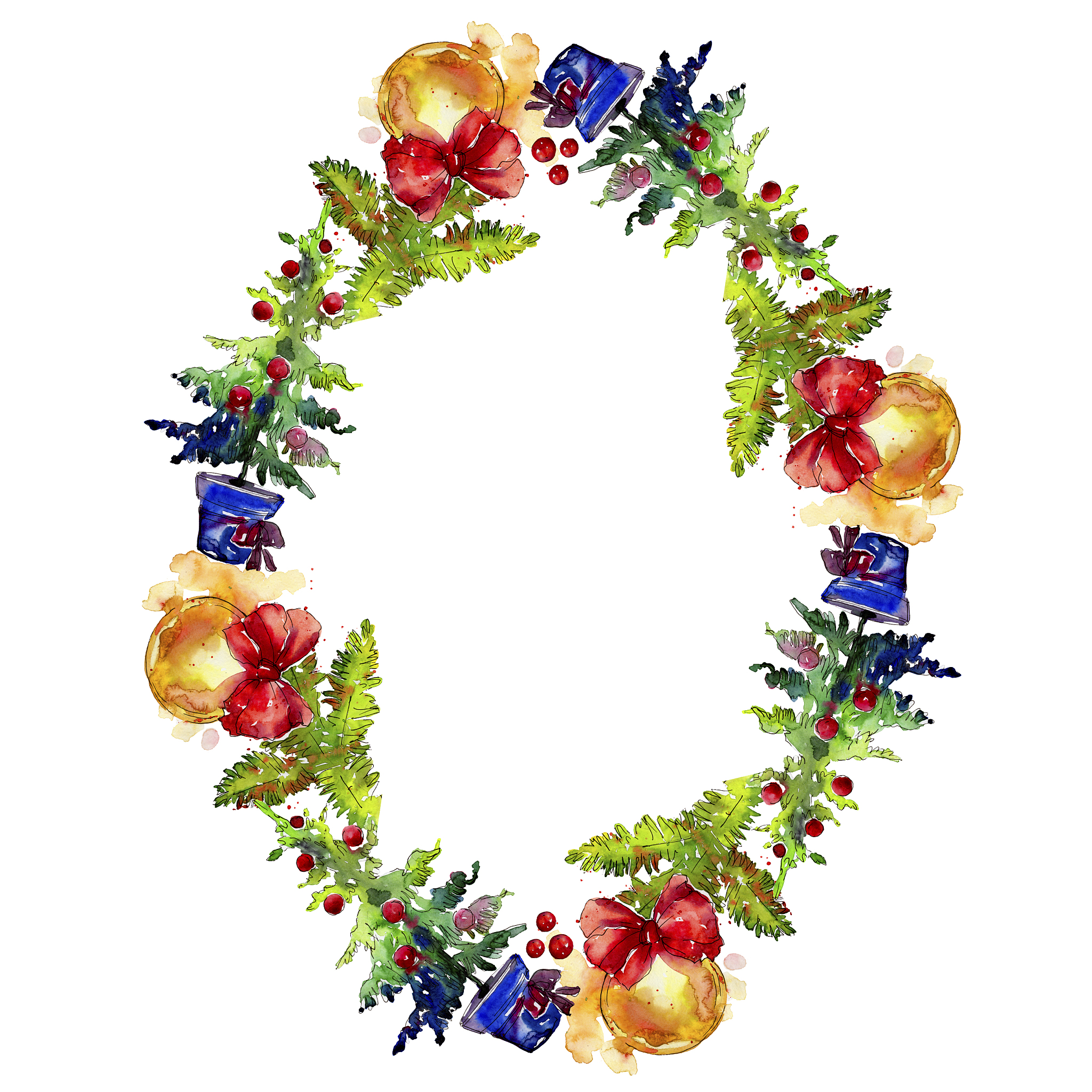 christmas winter holiday symbol isolated. watercolor background 
