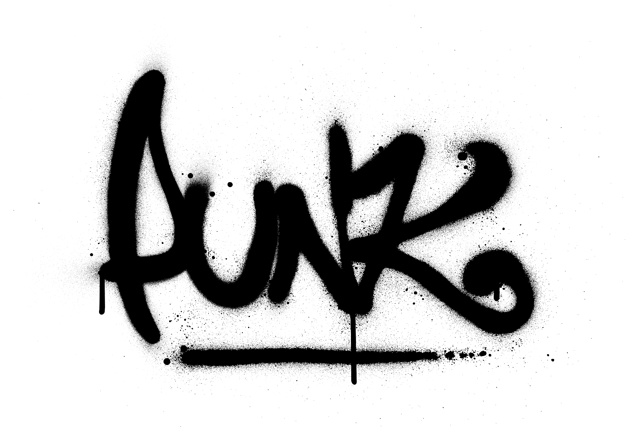 graffiti punk word sprayed in black over white