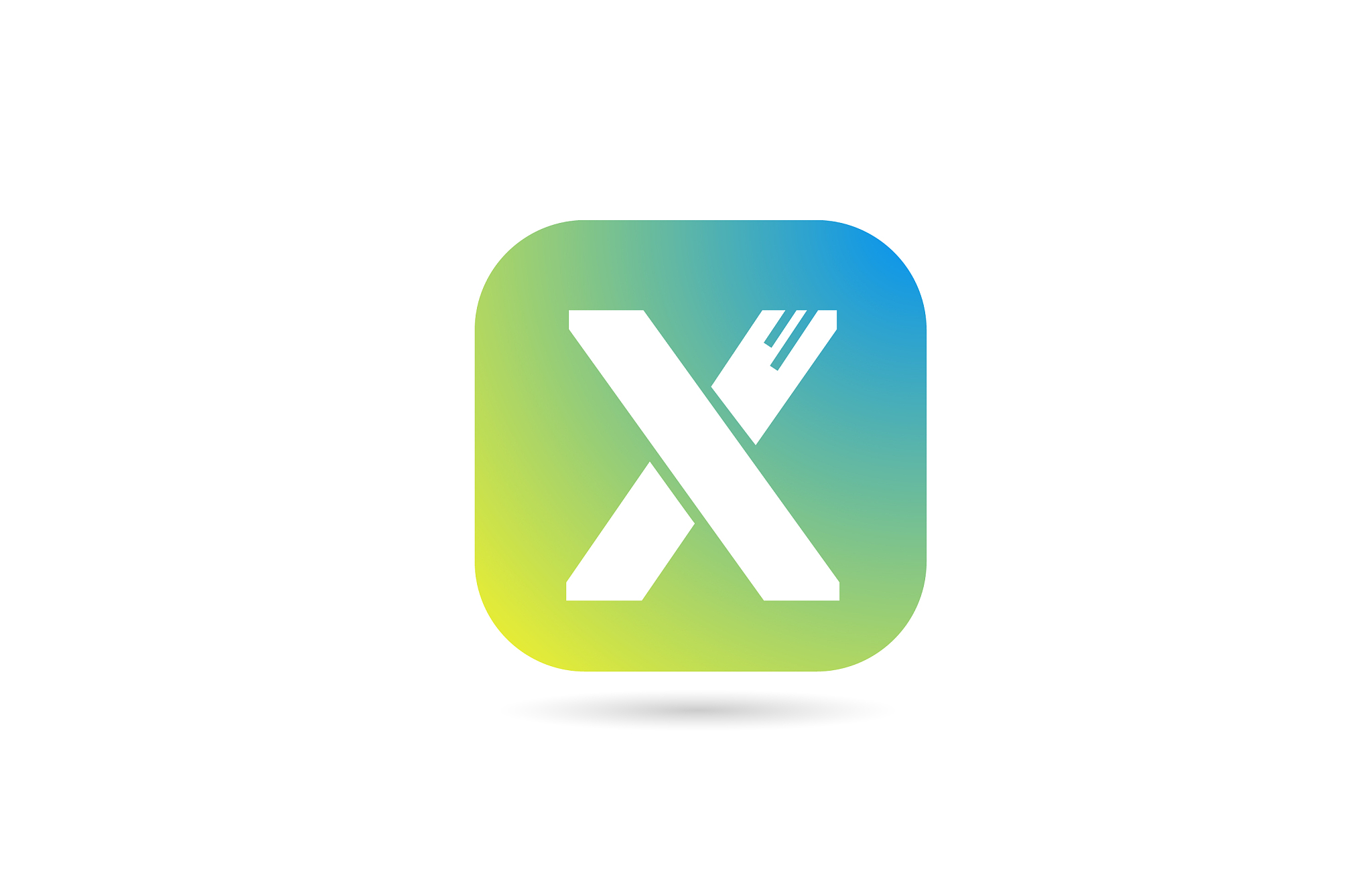 green blue x alphabet letter logo icon design