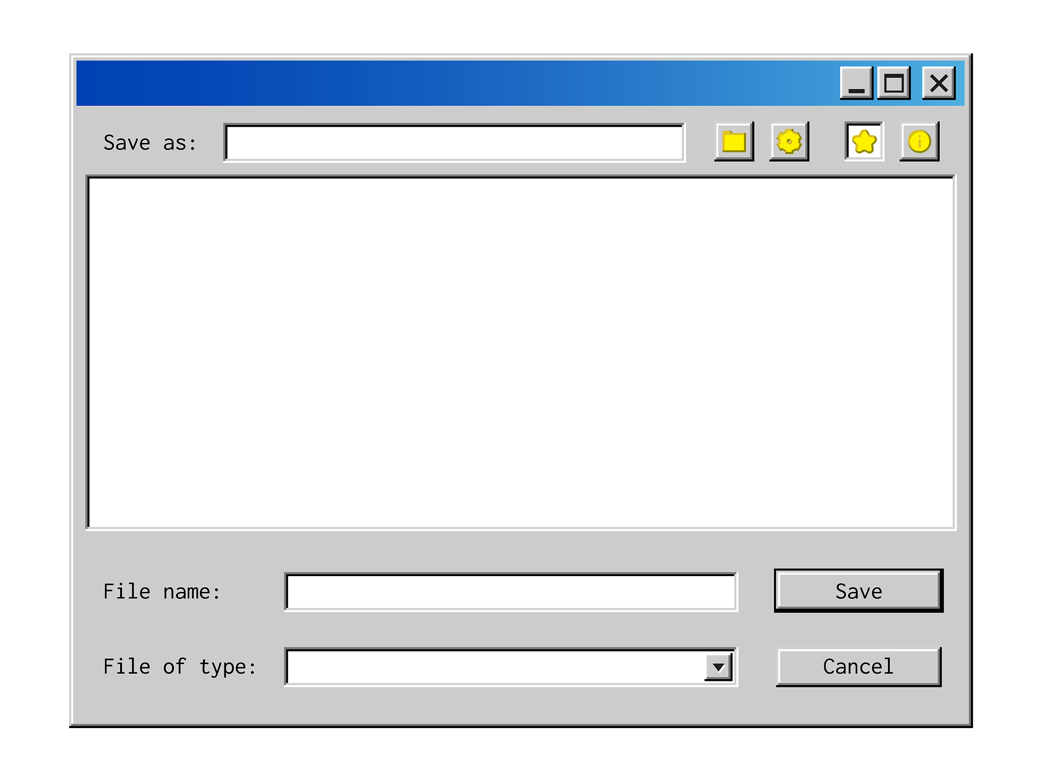 old file explorer window mockup for mobile apps, sites and user 