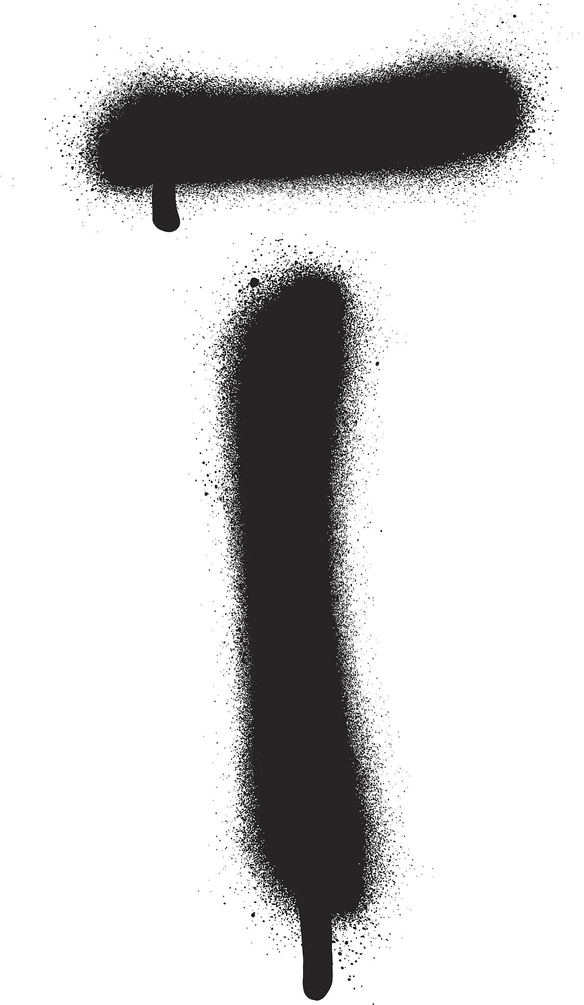 sprayed i font graffiti with leak in black over white