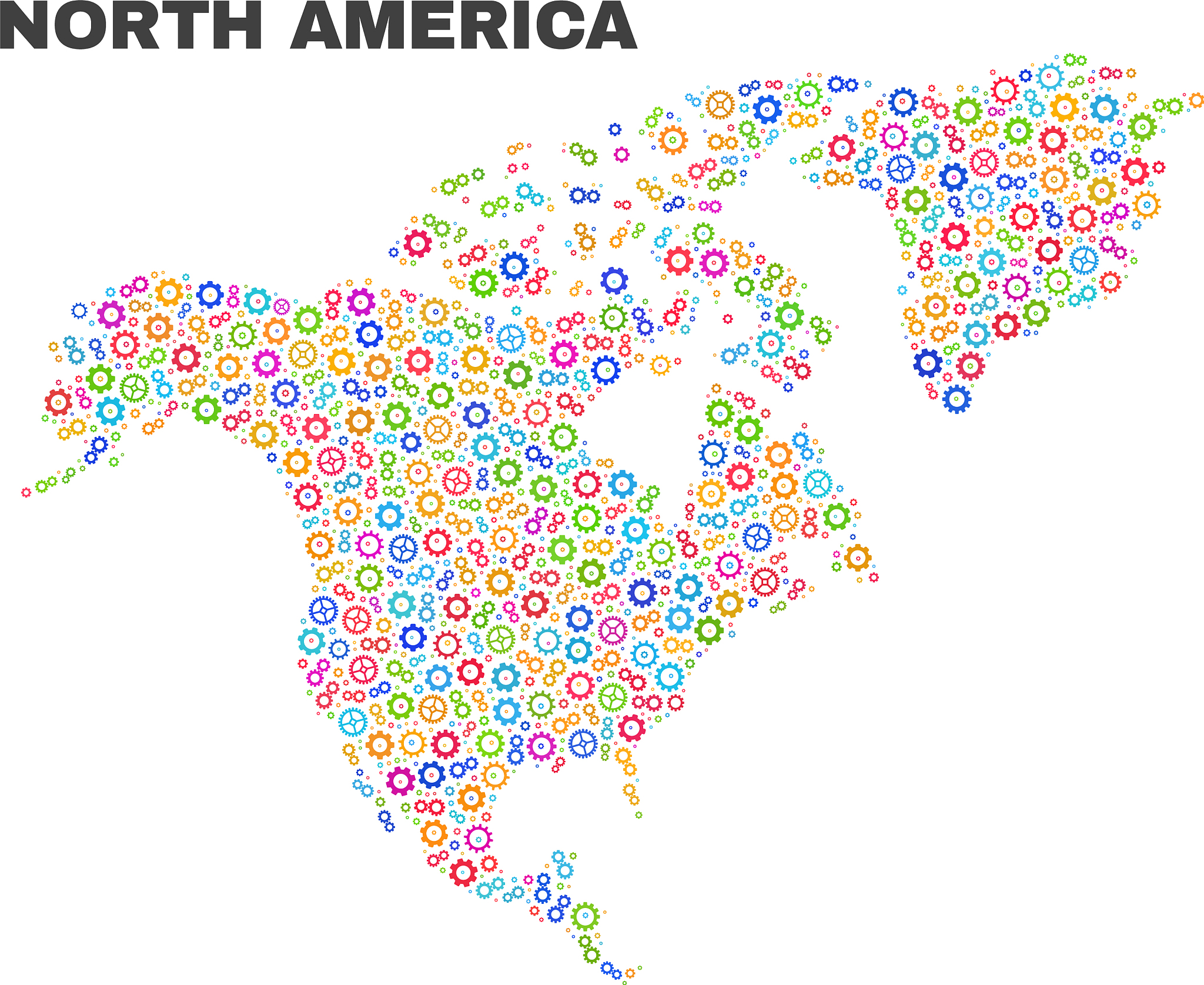 mosaic north america map of gear elements