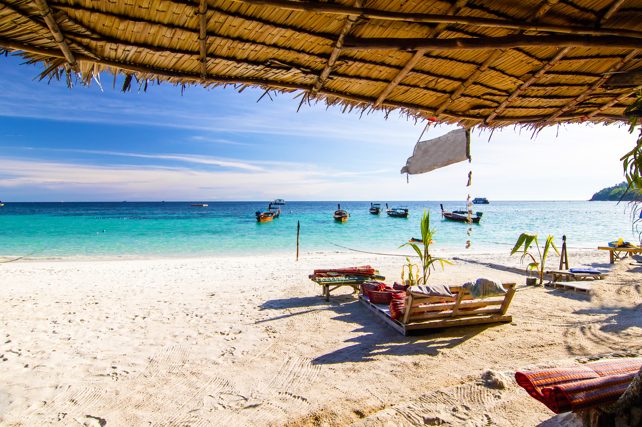 longtail boats at the beautiful beach